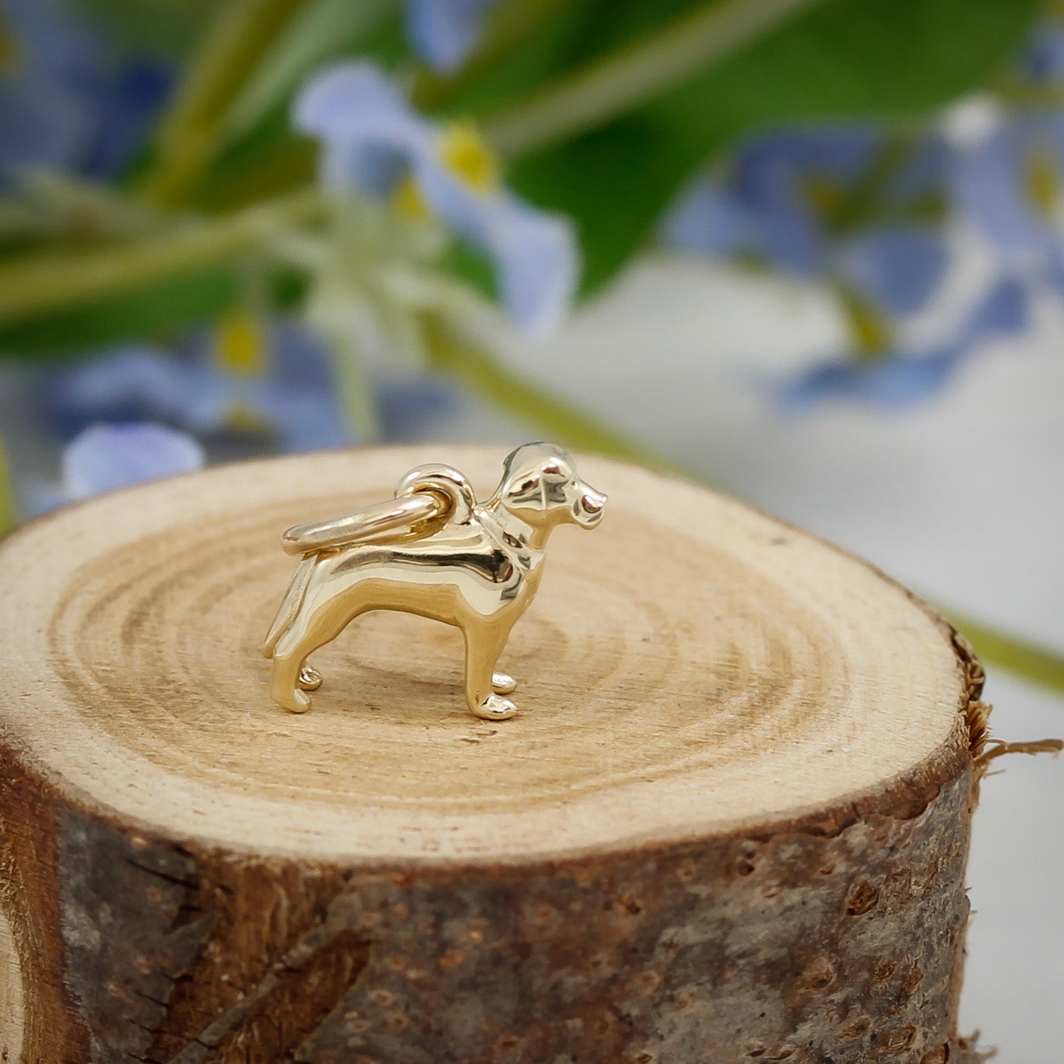 solid gold labrador dog charm