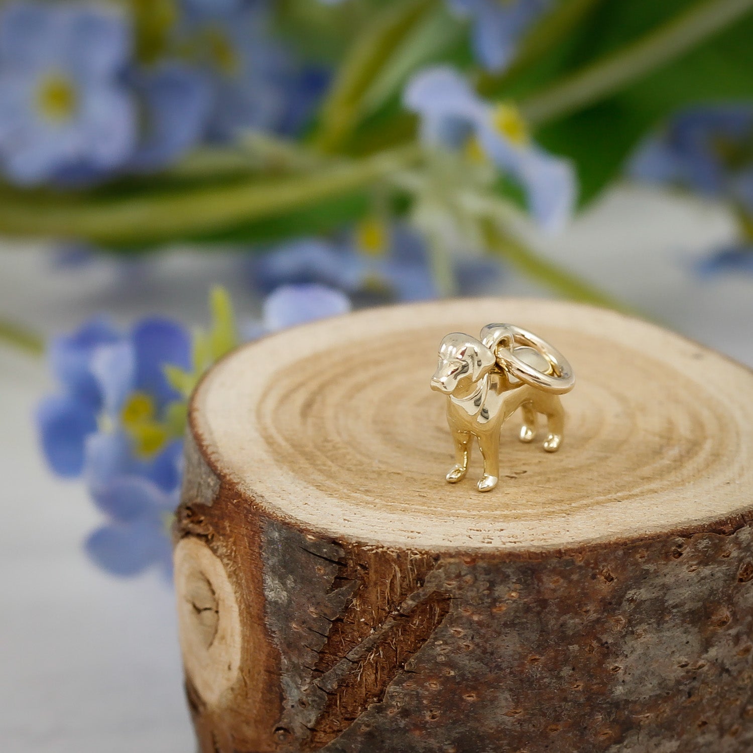 solid gold labrador dog charm