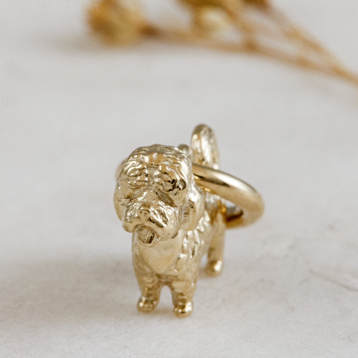 maltipoo solid gold dog charm for a necklace or bracelet