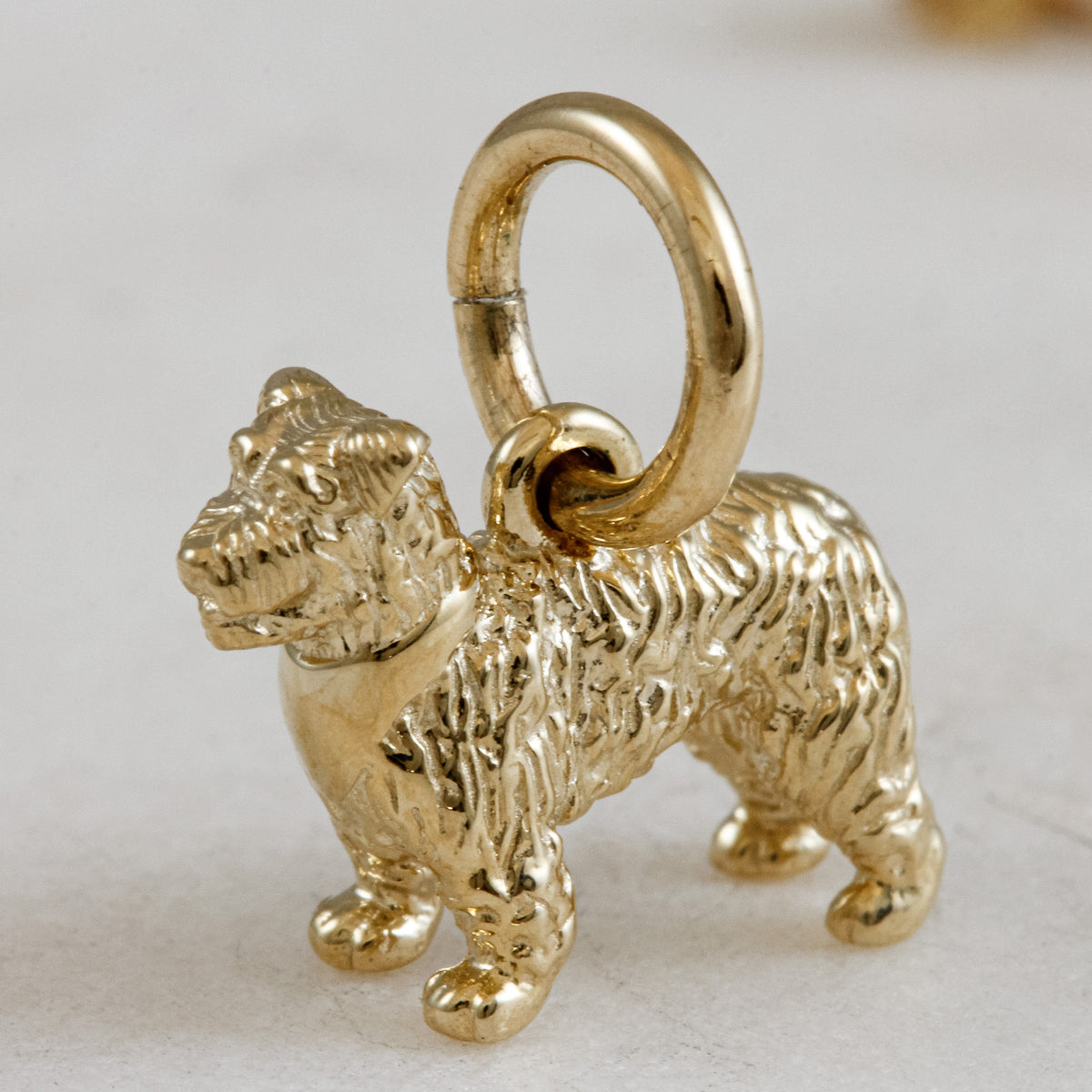 miniature schnauzer solid gold dog charm for a necklace or bracelet