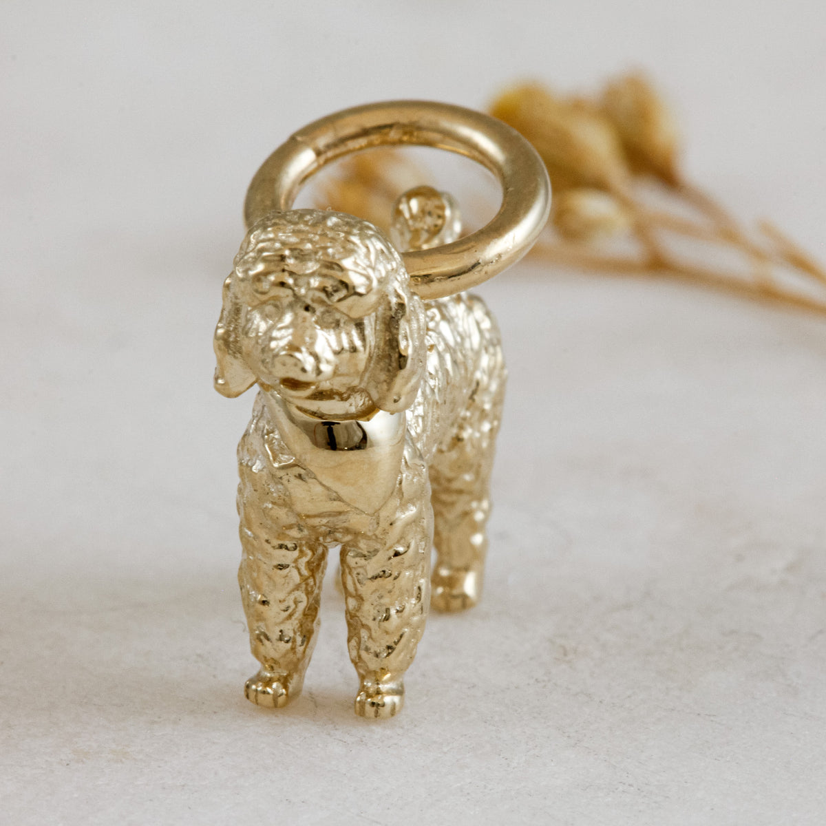 poodle solid gold dog charm for a necklace or bracelet