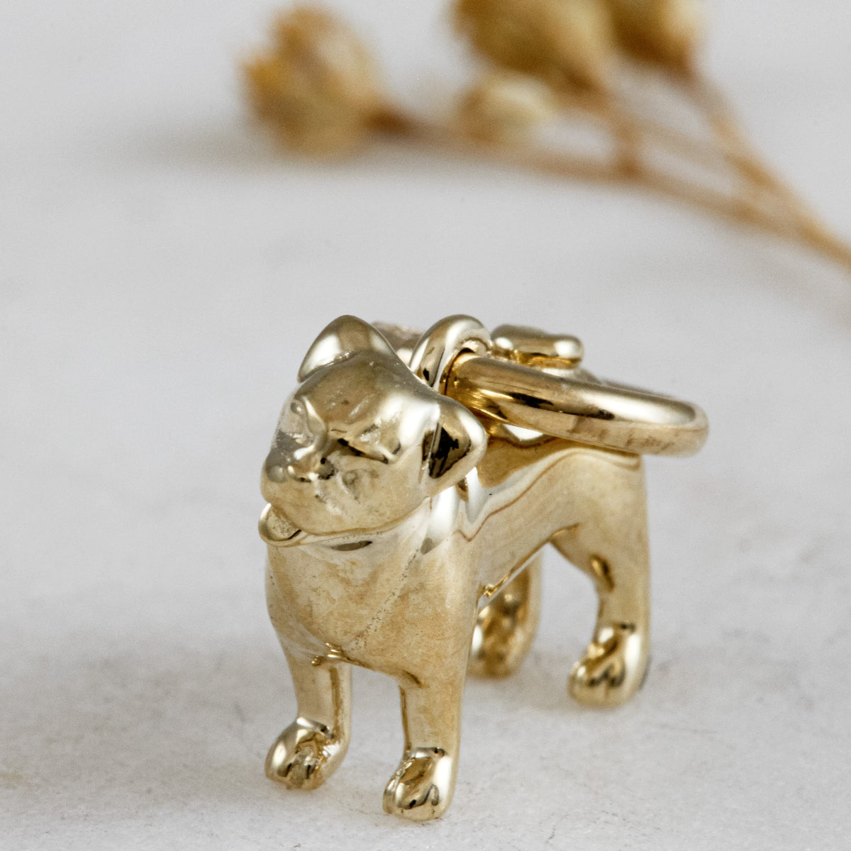 pug solid gold dog charm for a necklace or bracelet