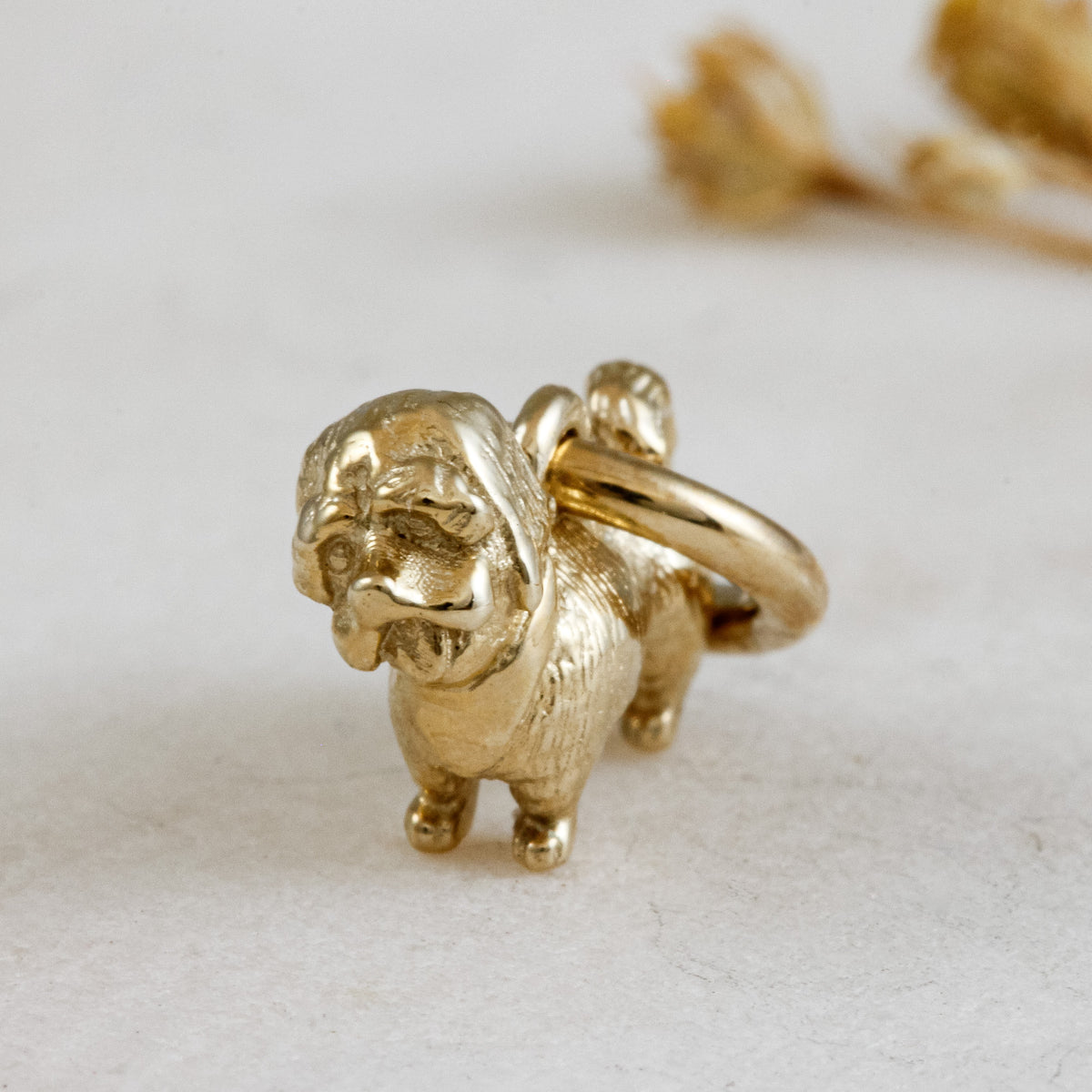 shih-tzu solid gold dog charm for a necklace or bracelet