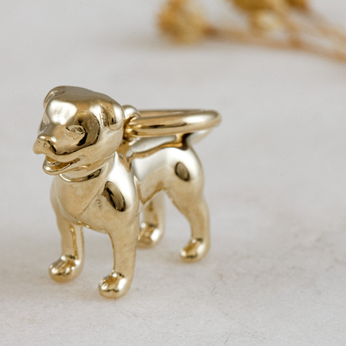saffordshire bull terrier solid gold dog charm for a necklace or bracelet