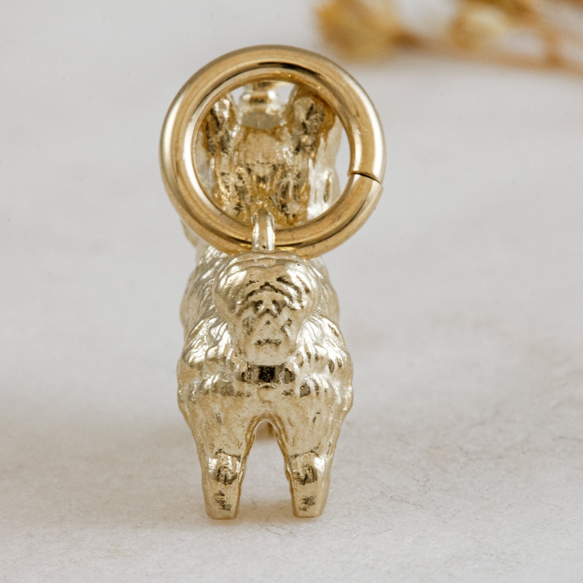 yorkshire terrier solid gold dog charm for a necklace or bracelet