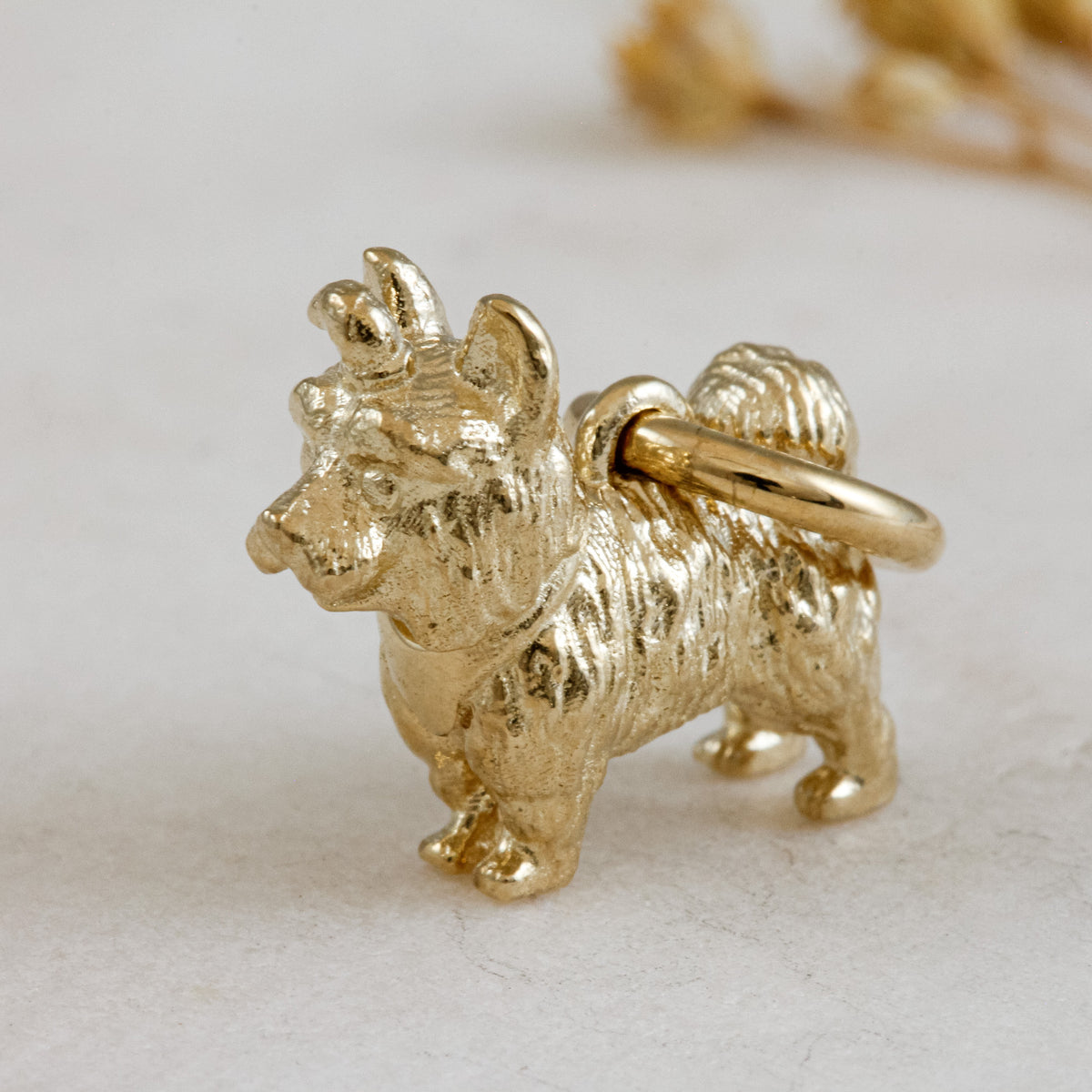 yorkshire terrier solid gold dog charm for a necklace or bracelet