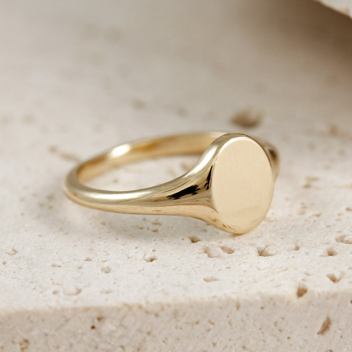 9.6 x 7.1mm oval solid recycled gold signet ring