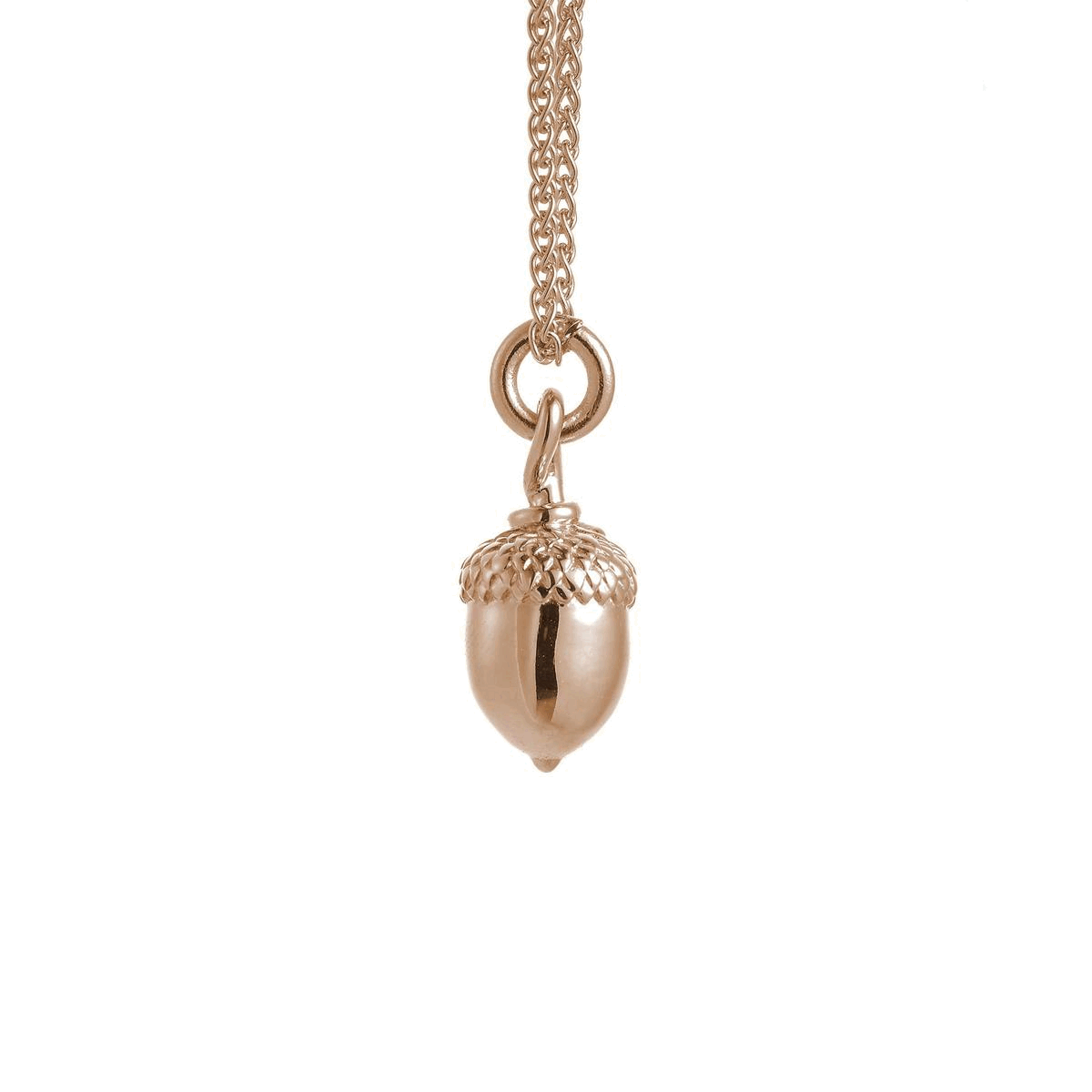 Solid Rose Gold Acorn Pendant by Scarlett Jewellery - Timeless Elegance