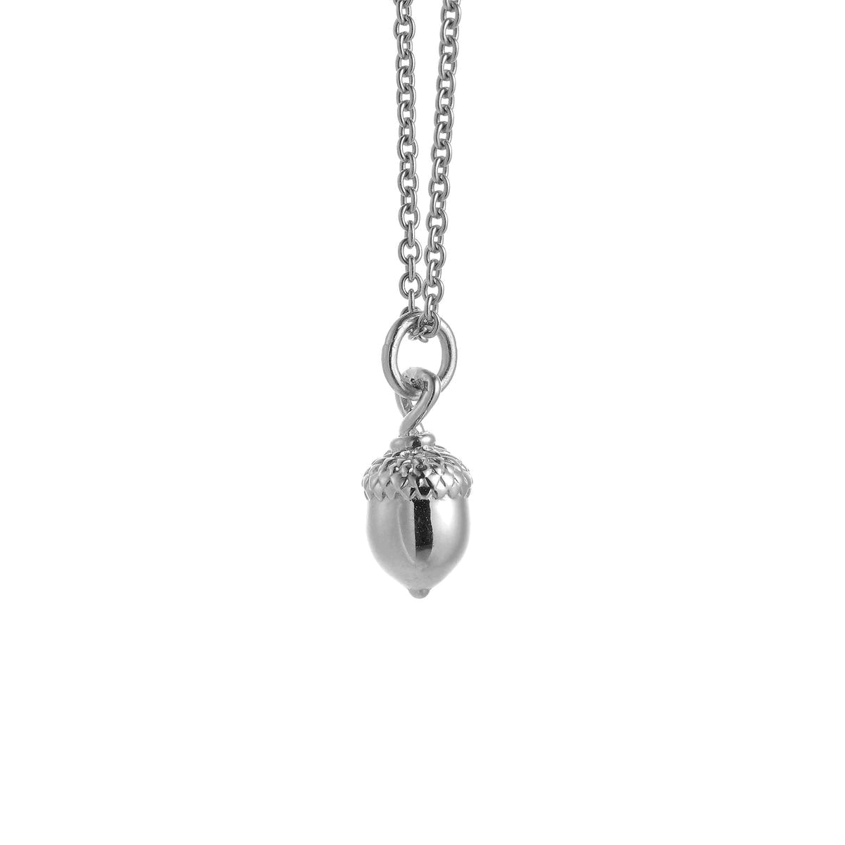 solid silver tiny acorn necklace pendant