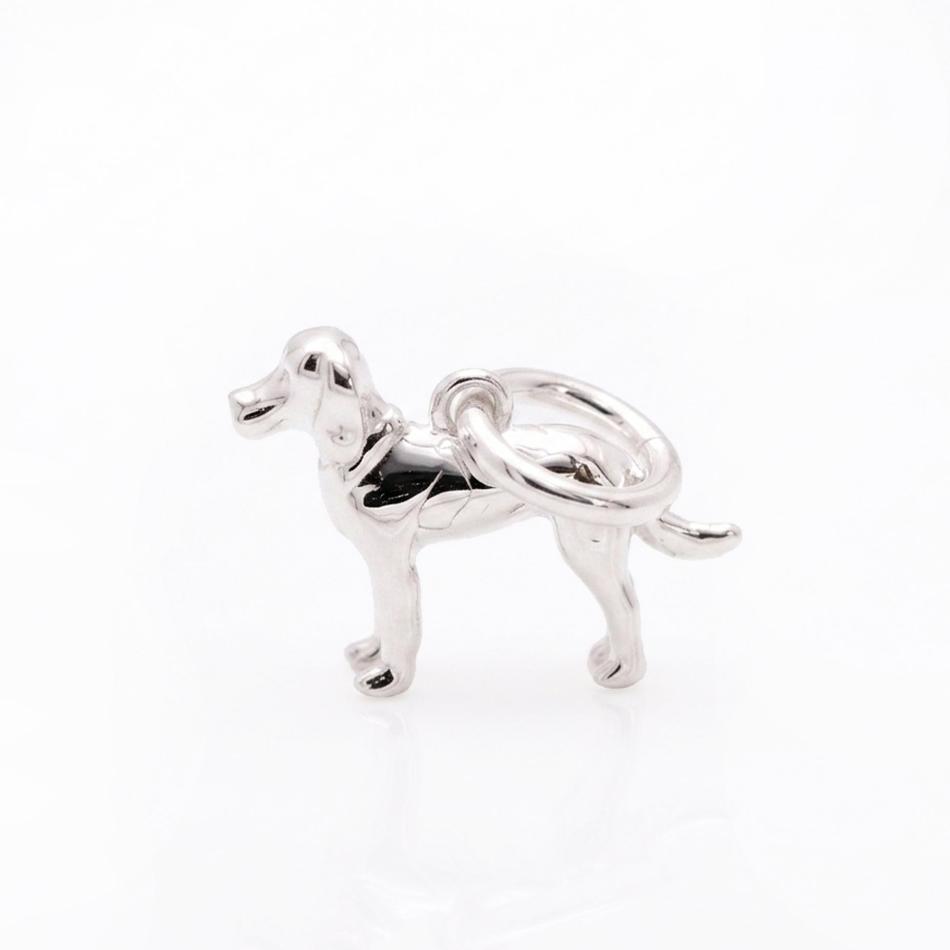 Silver springer spaniel dog charm on a white background