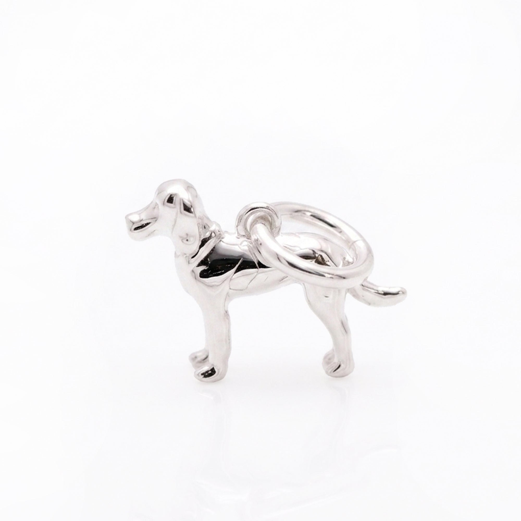 Silver springer spaniel dog charm on a white background