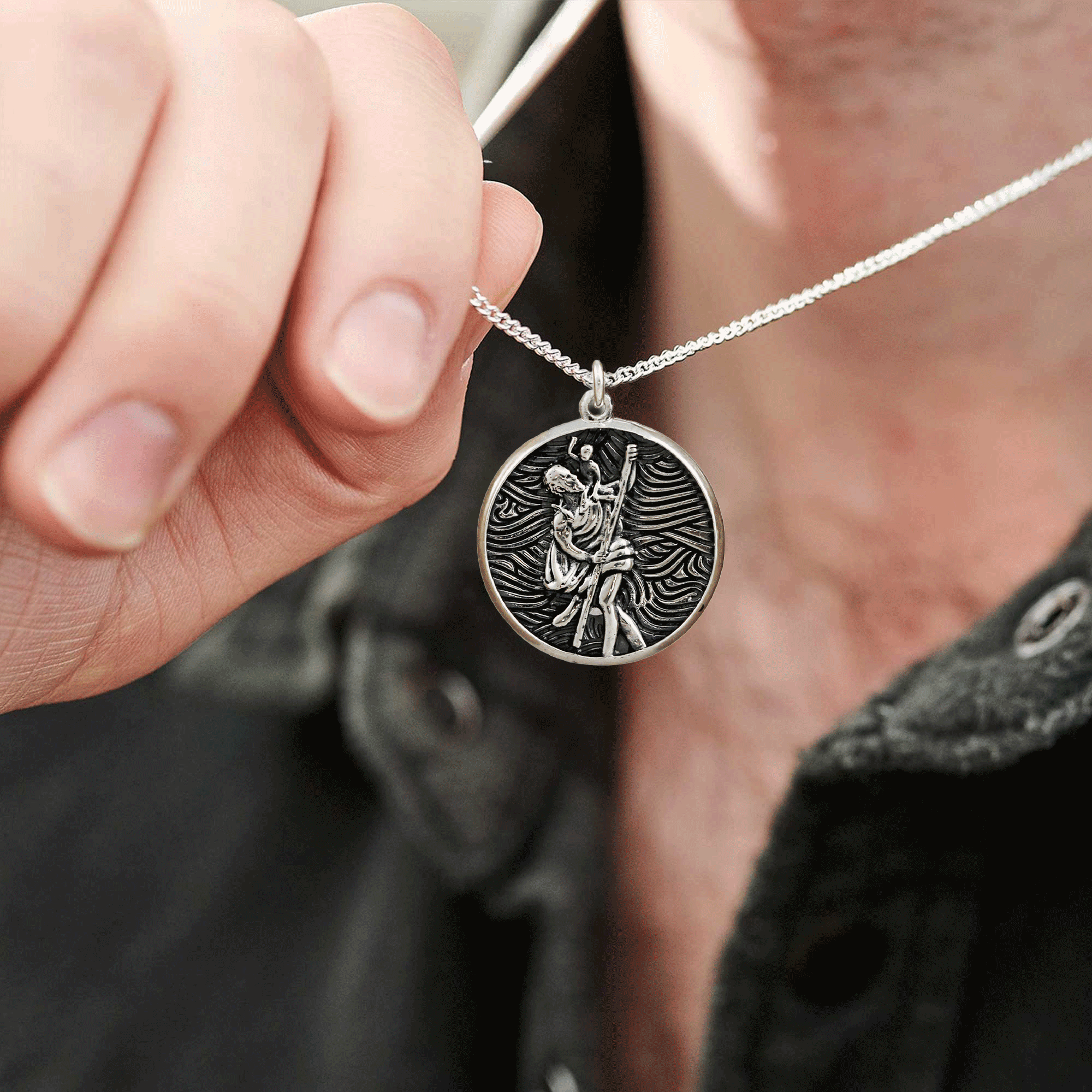 unusual mens silver saint christopher travel protection gift