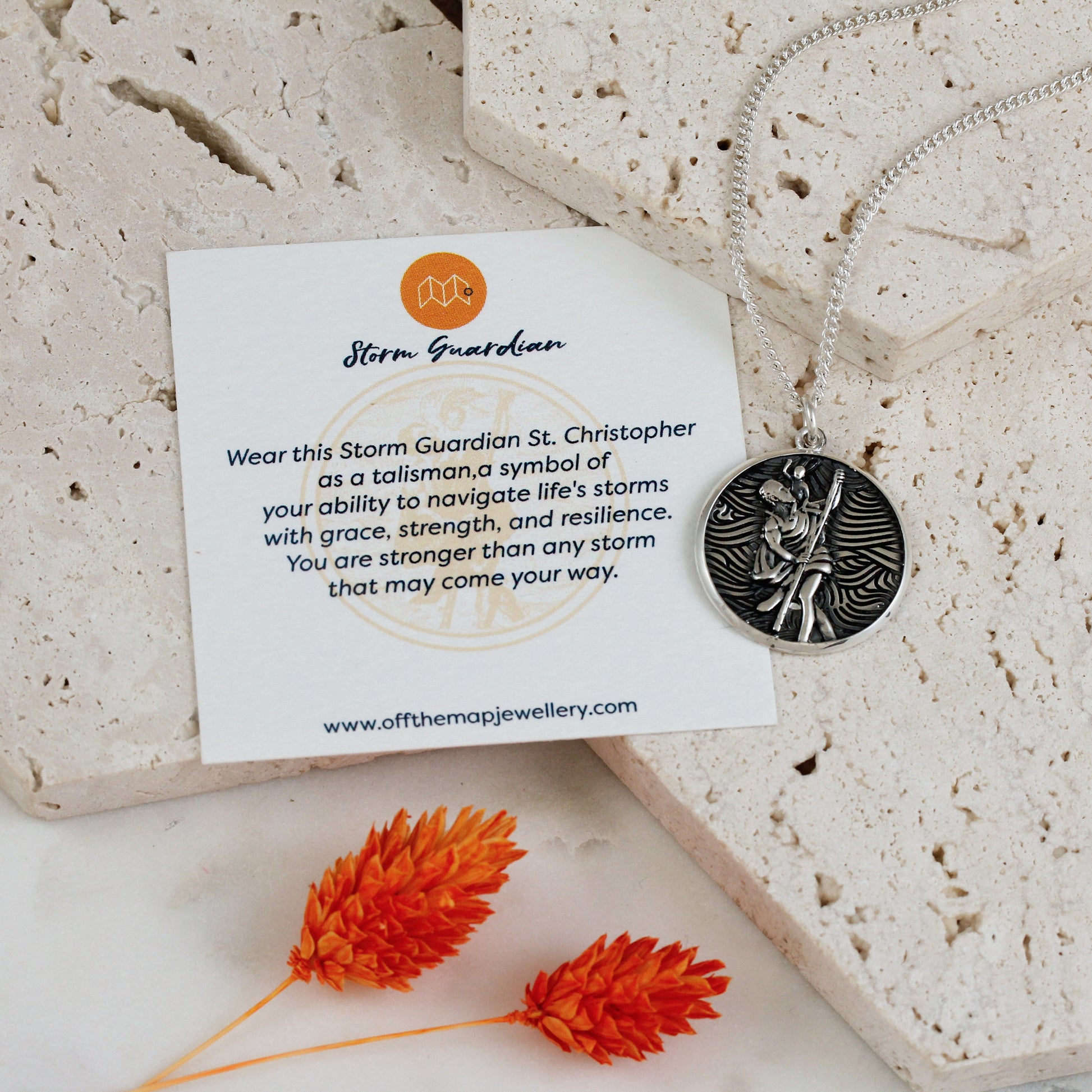 storm guardian silver st. christopher necklace for strength in life