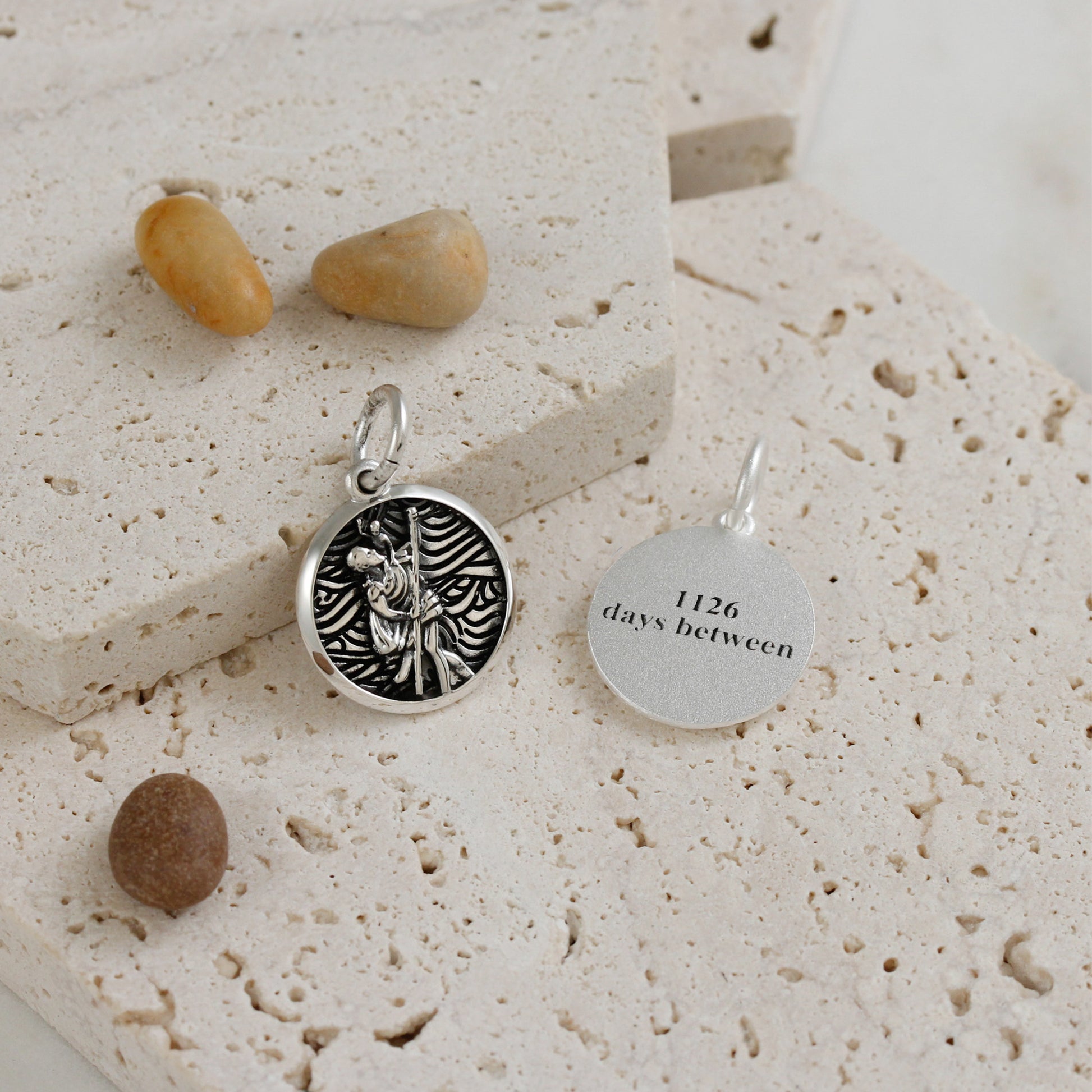 St. Christopher Pendant - engraved Sterling Silver
