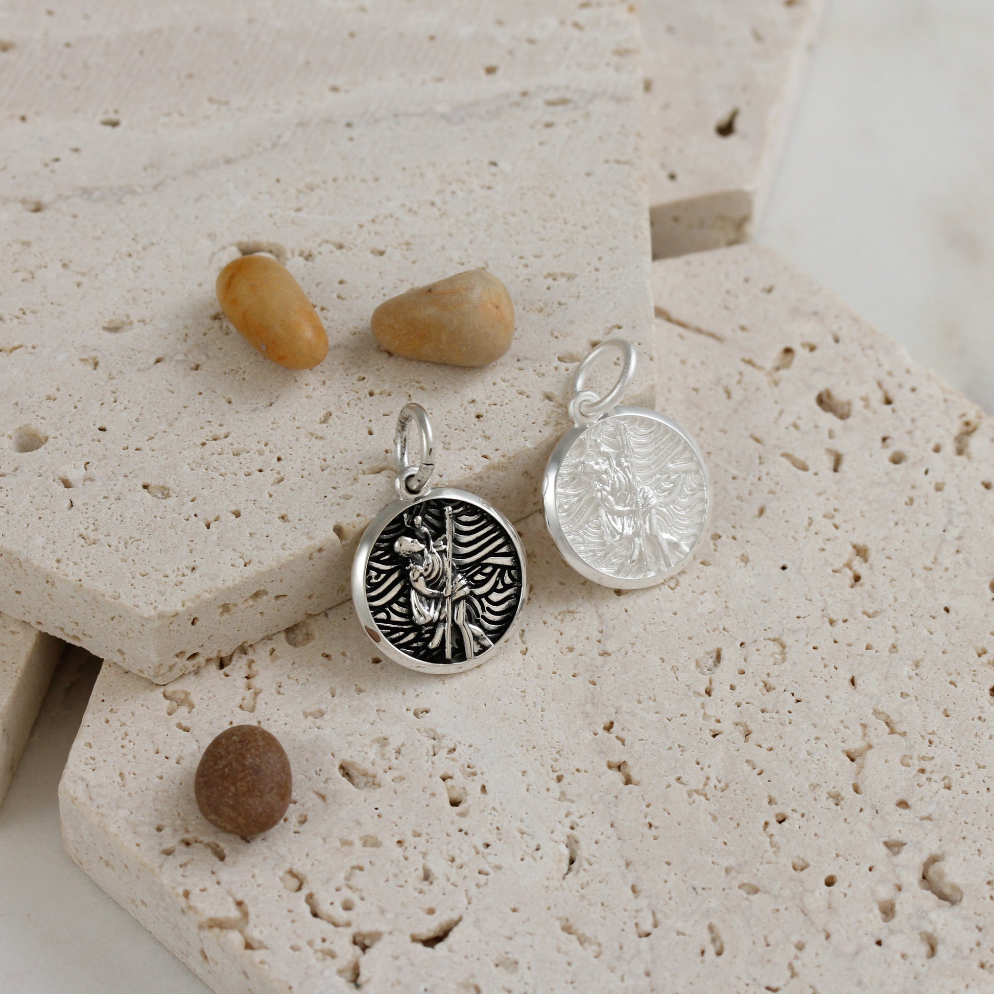 St. Christopher Pendant - Polished or Oxidised Sterling Silver
