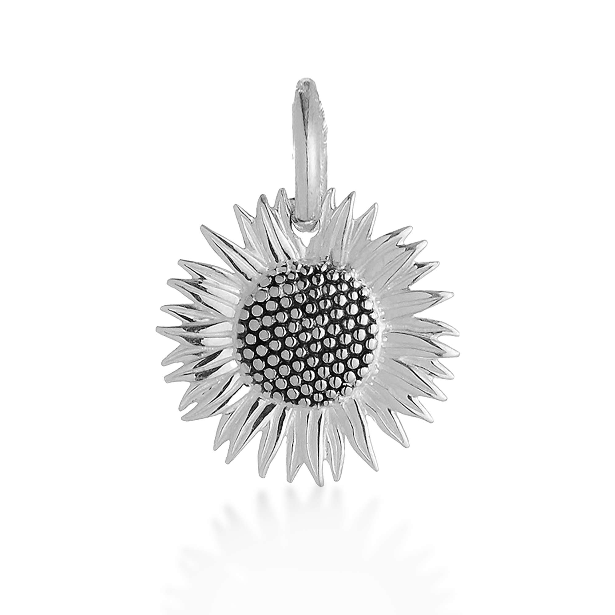 silver sunflower charm