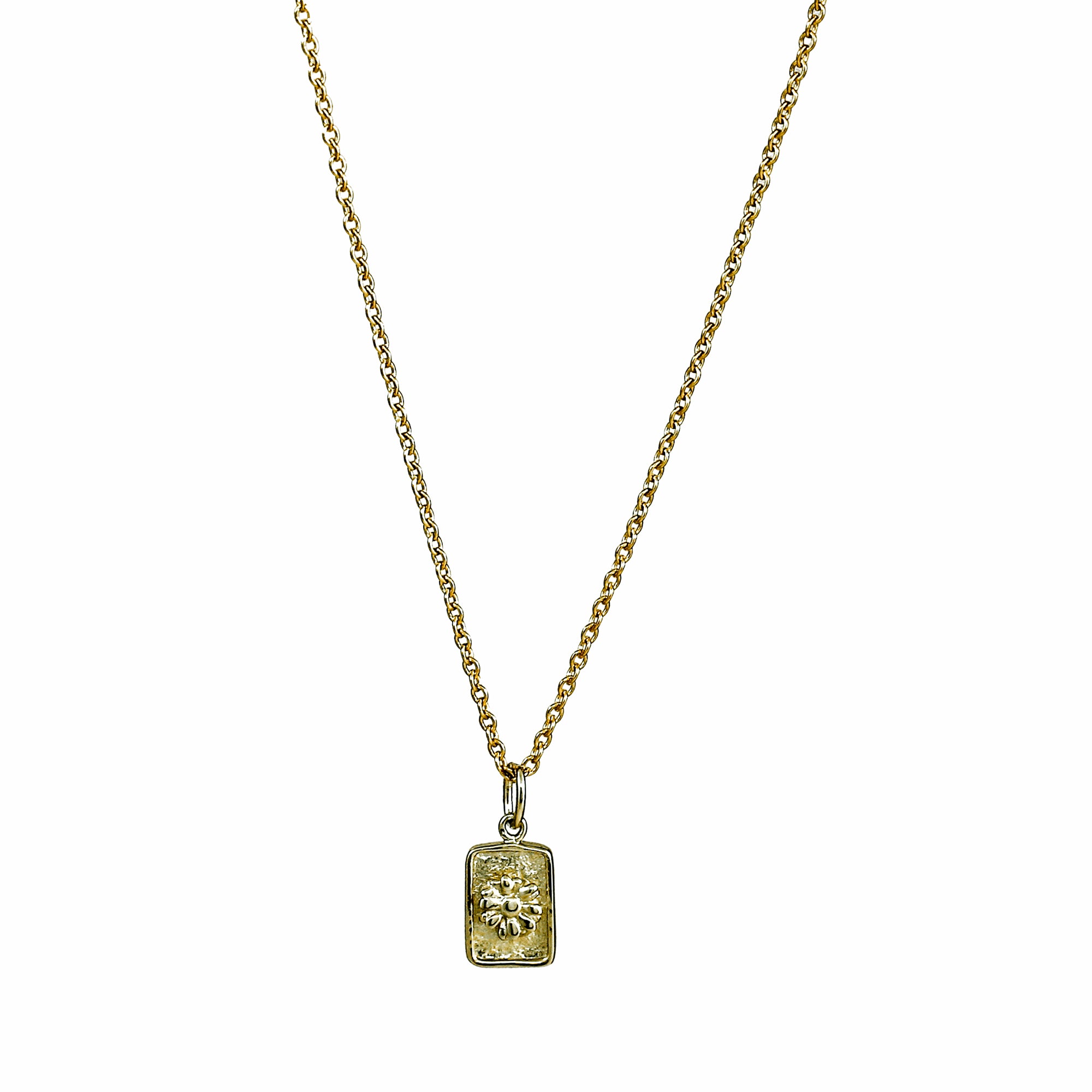 tiny gold plated daisy tag necklace
