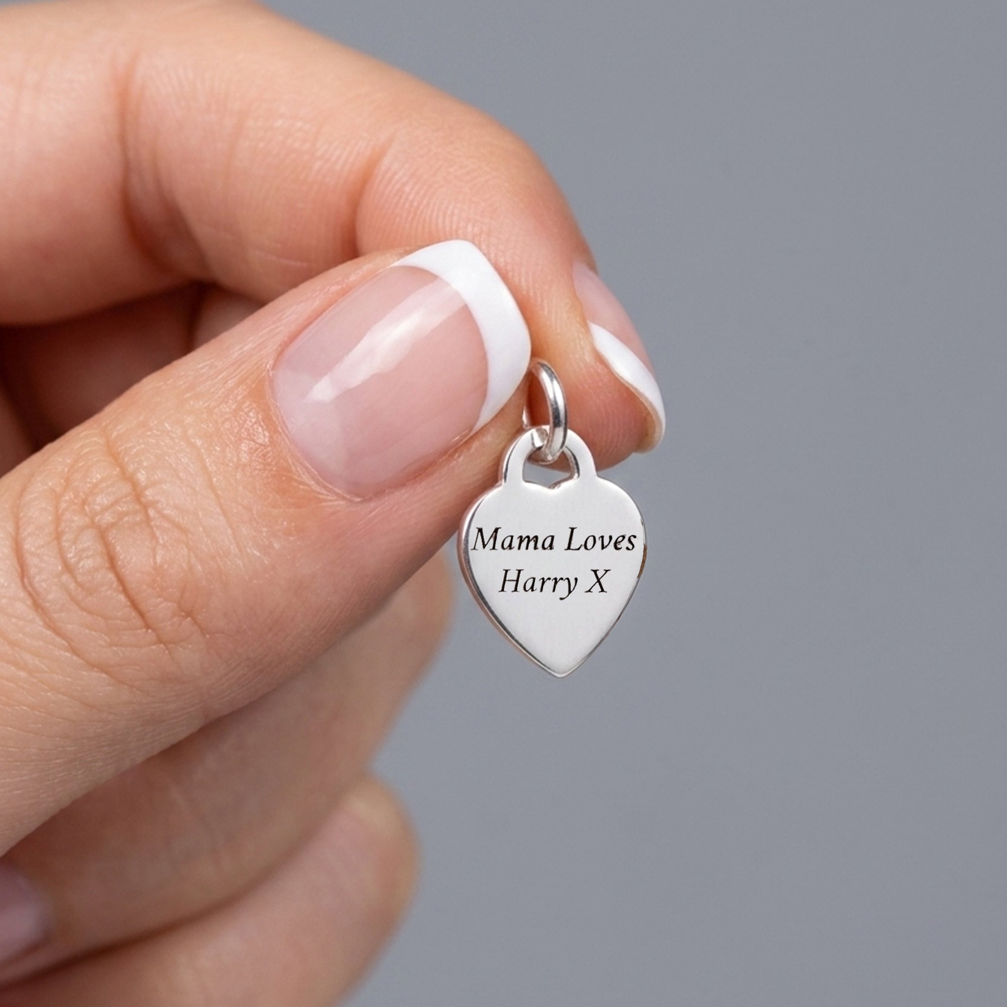Tiny Heart Tag Personalised Silver Charm