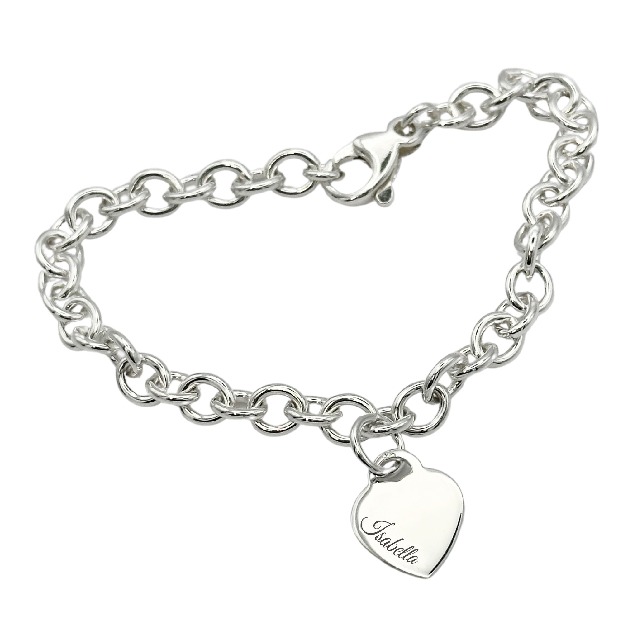 personalised new baby name heart tag charm bracelet