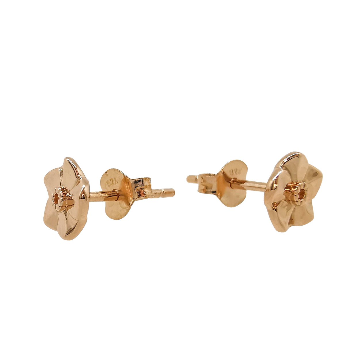 tiny rose gold vermeil stud earrings forget me not flower