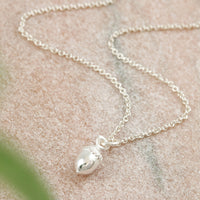 solid silver tiny acorn necklace