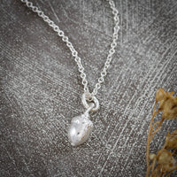 solid silver tiny acorn necklace