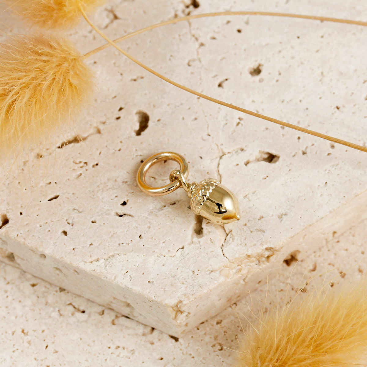 tiny gold acorn 9k for pendants or bracelets