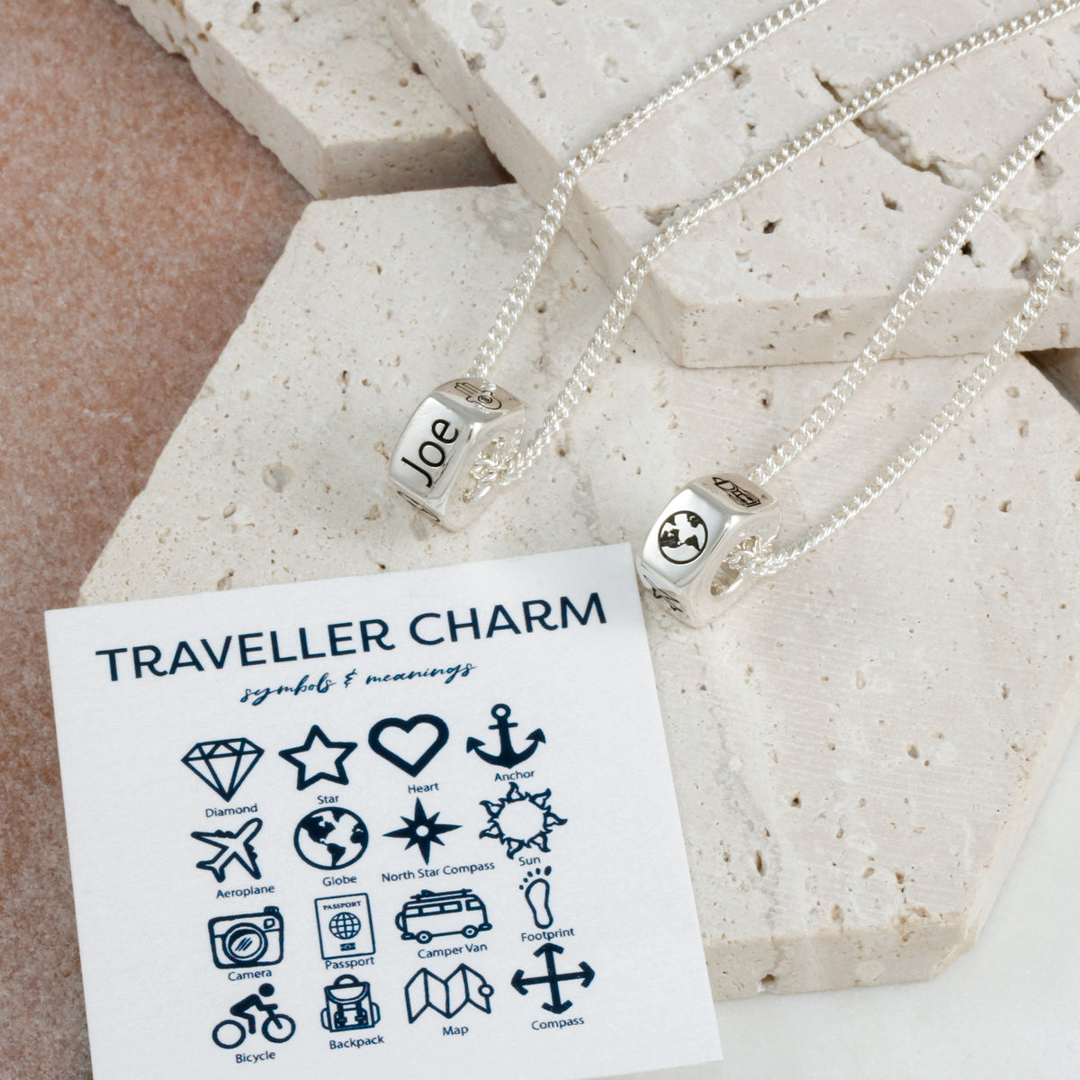 travel symbols personalised necklace alternative St. Christopher