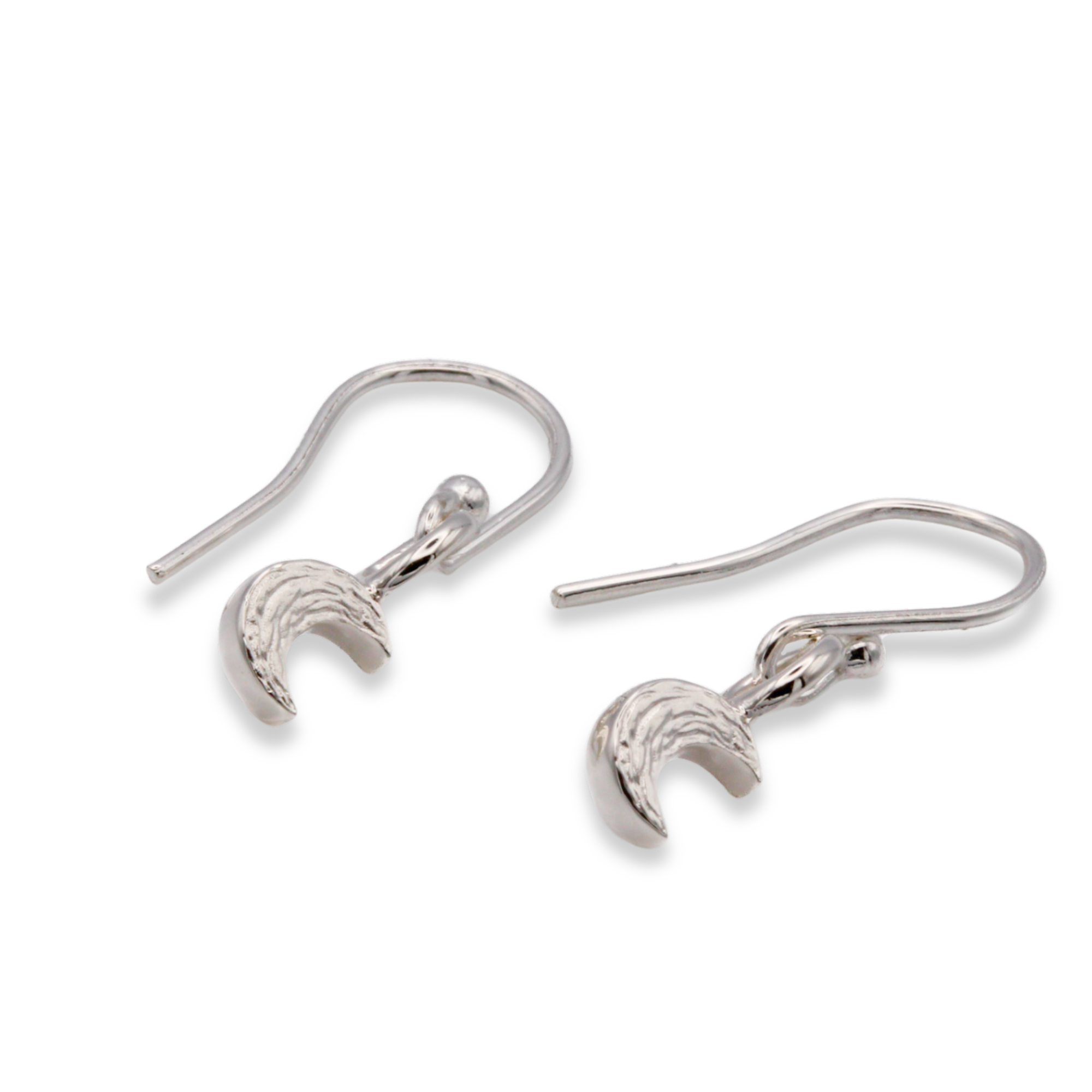 silver moon hook drop earrings