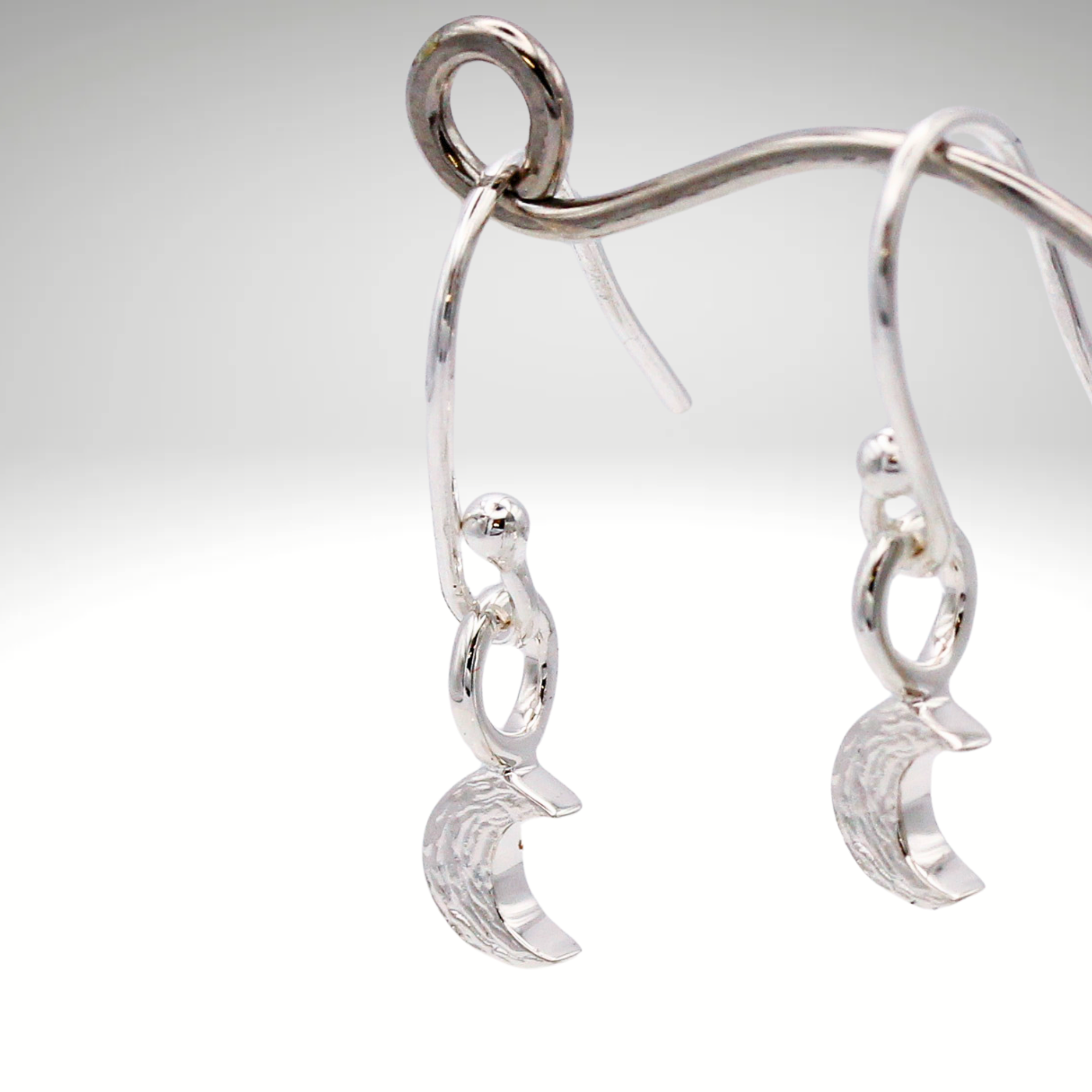 silver moon hook drop earrings