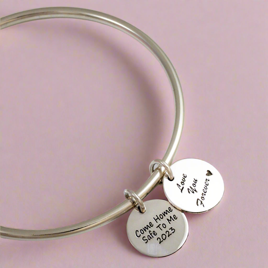 multi silver disc charm bangle