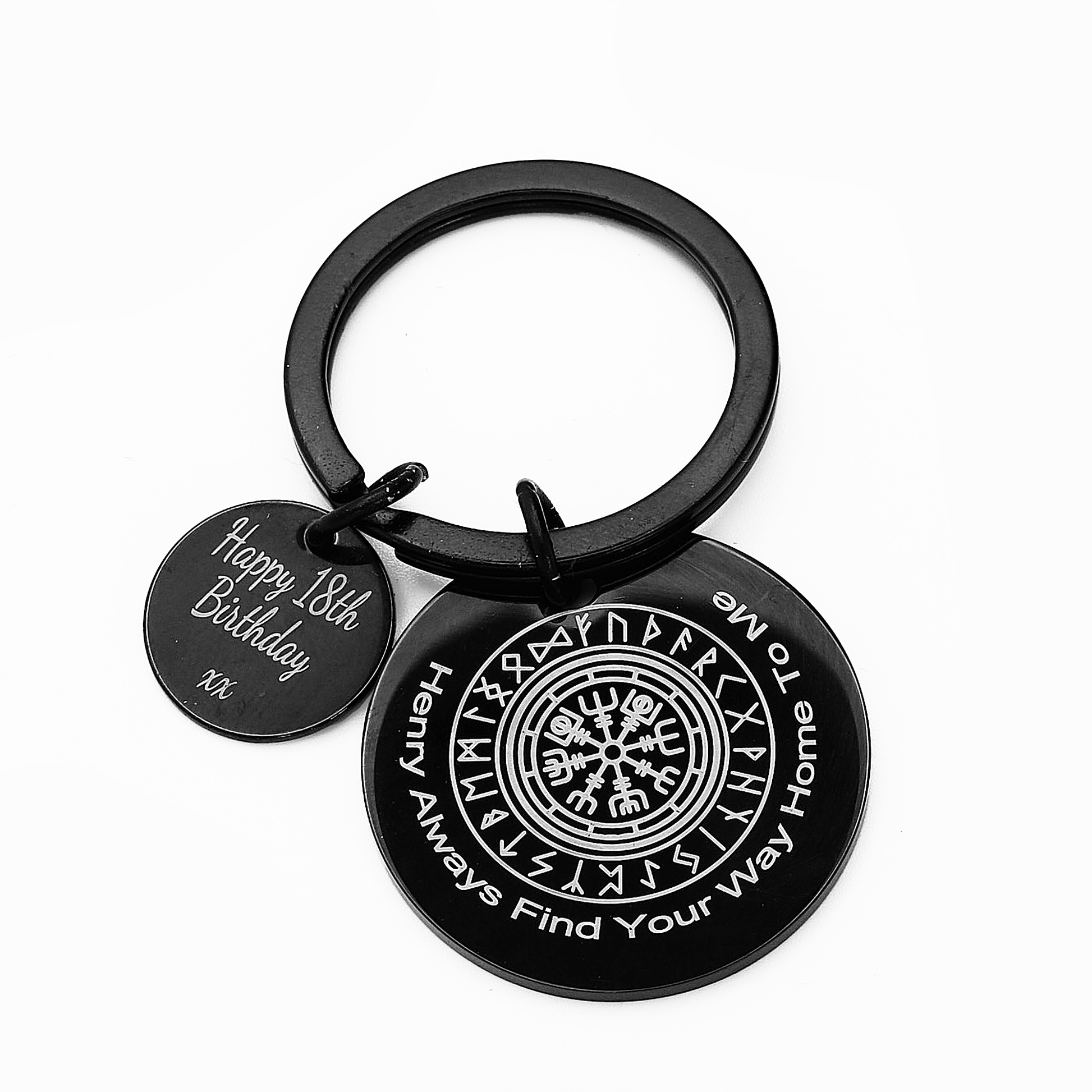 viking travel rune personalised keyring gift for traveller