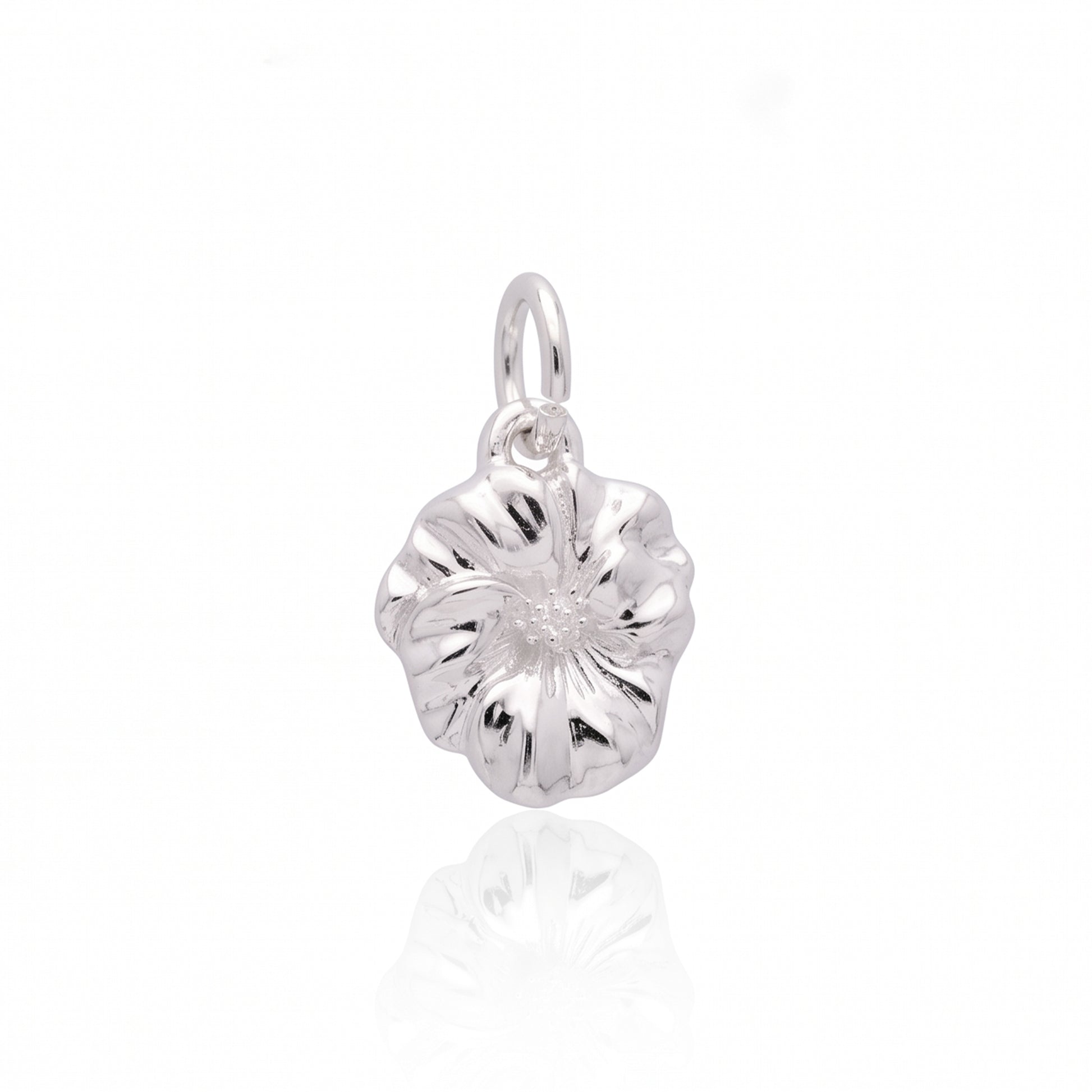 silver violet pansy flower charm on white background