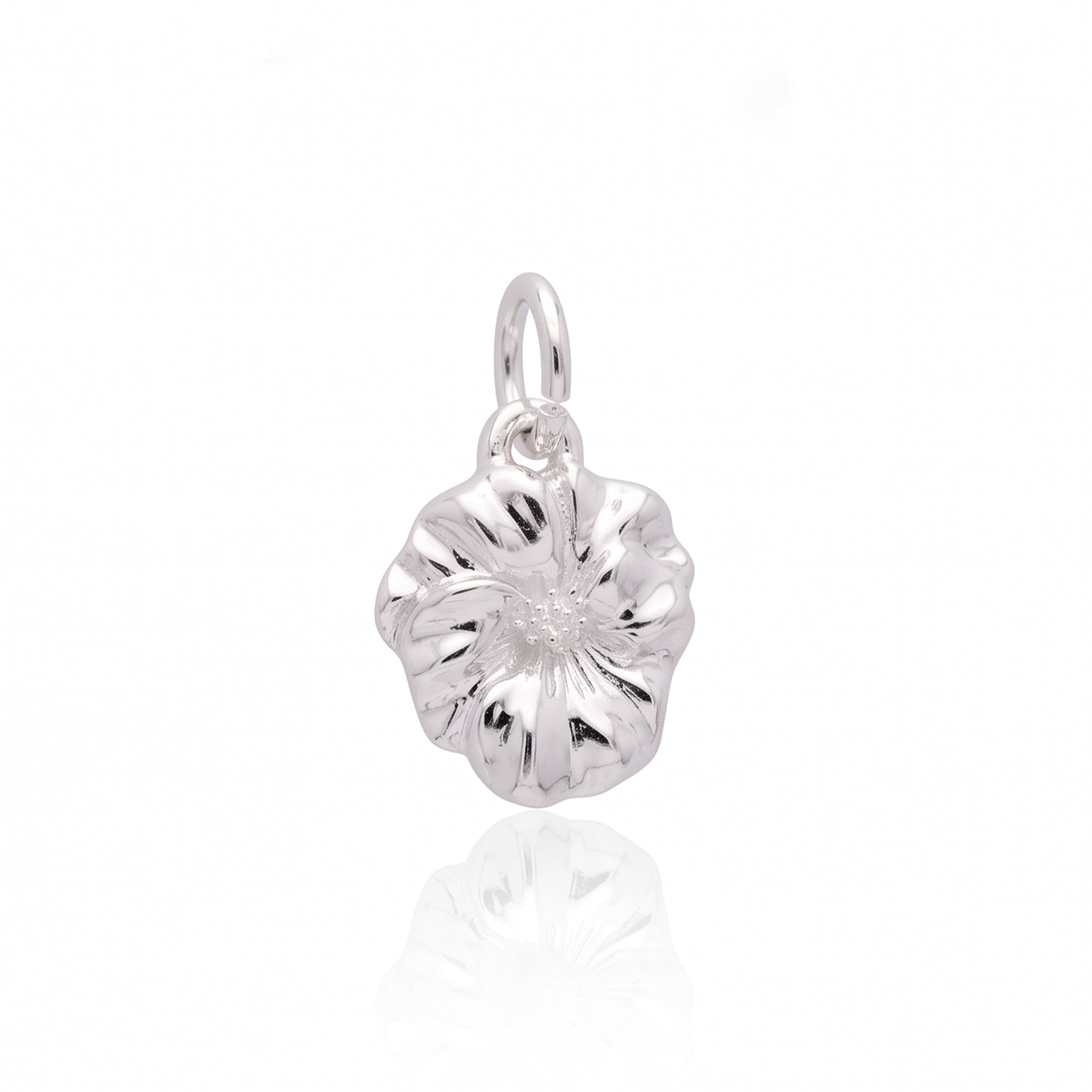 silver violet pansy flower charm on white background