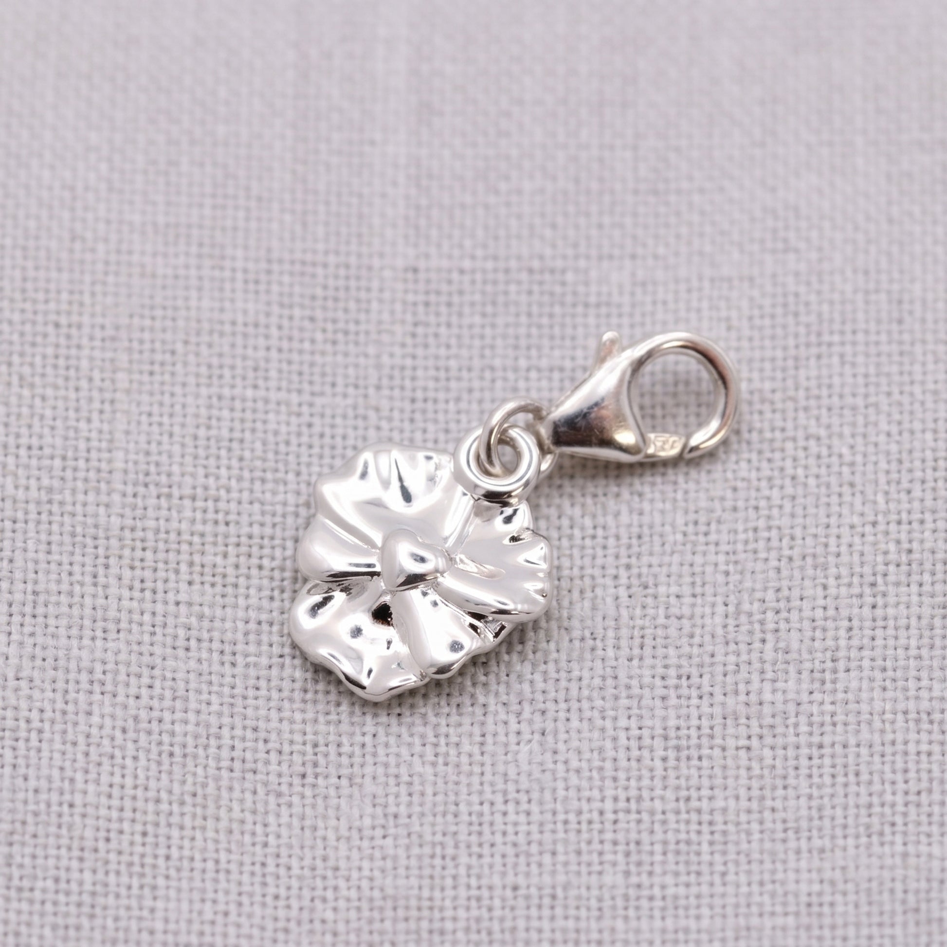 Silver pendant with a heart on a gray background