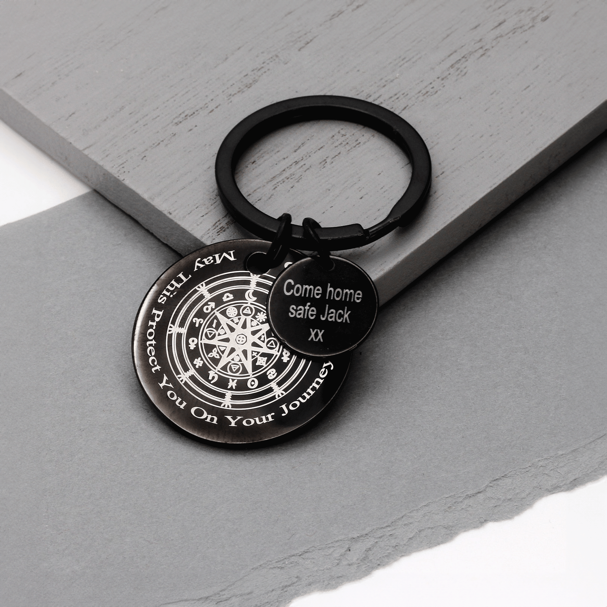 protection wiccan symbol keyring personalised 20mm