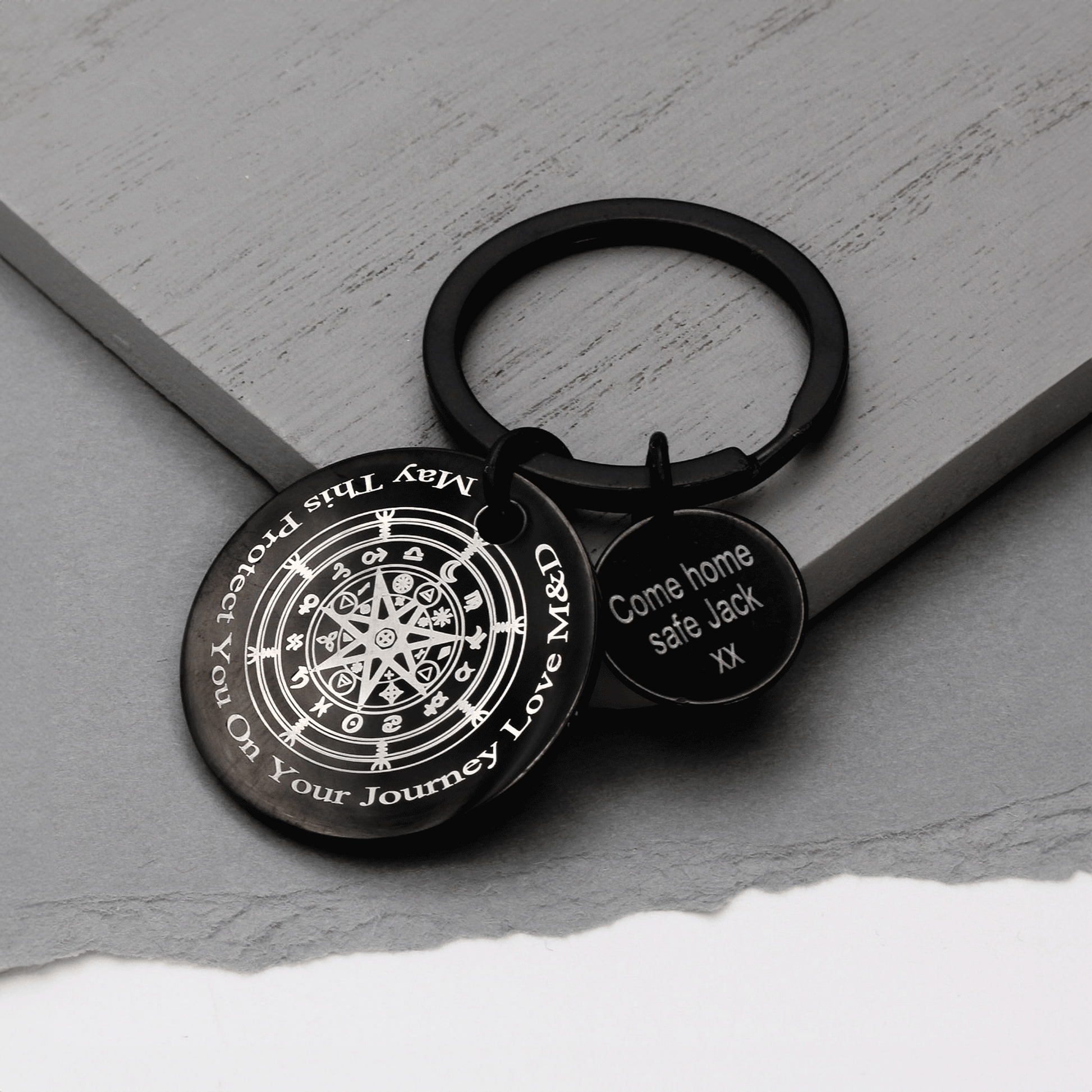 protection wiccan symbol keyring personalised 30mm