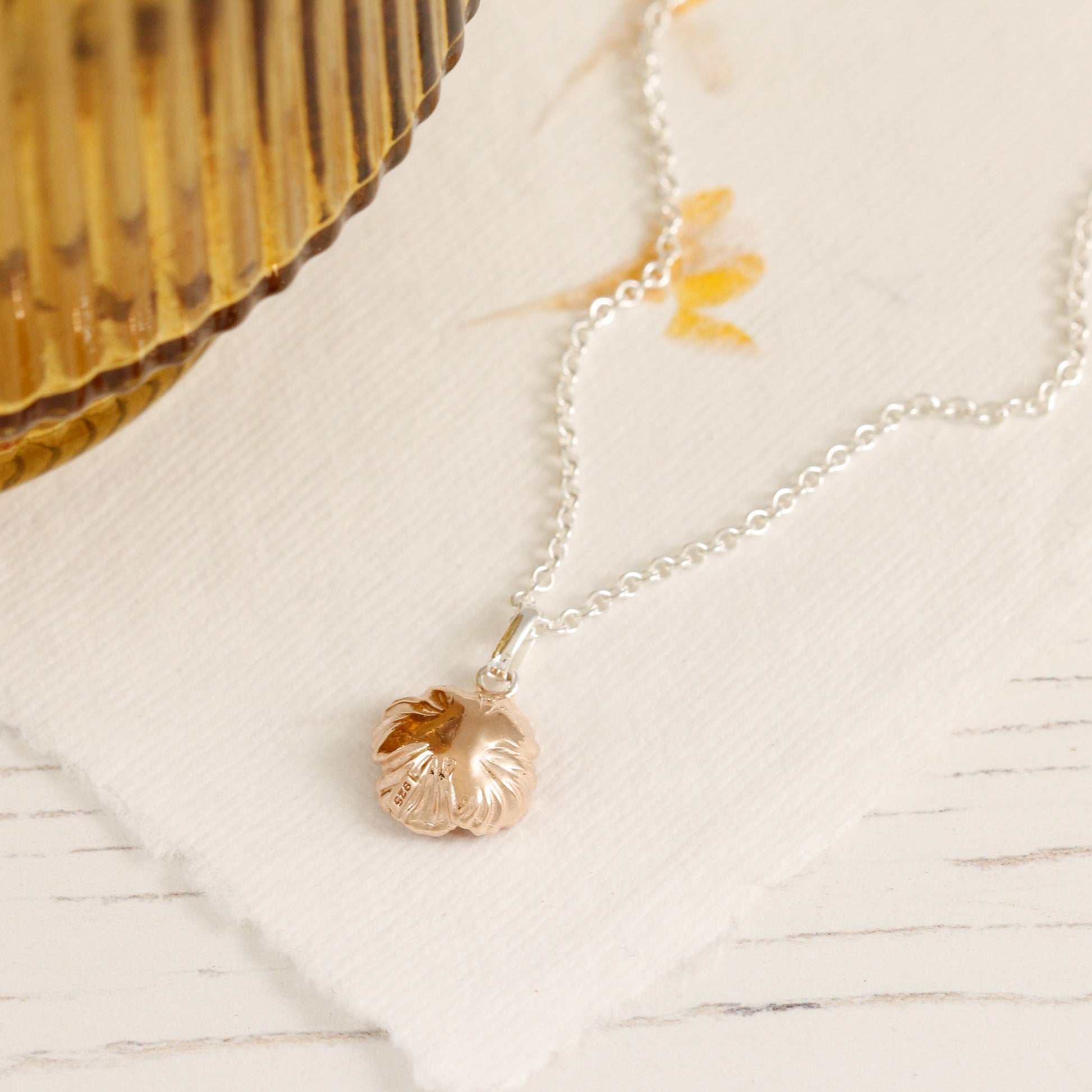 wild poppy silver and rose gold vermeil pendant Chelsea Flower Show