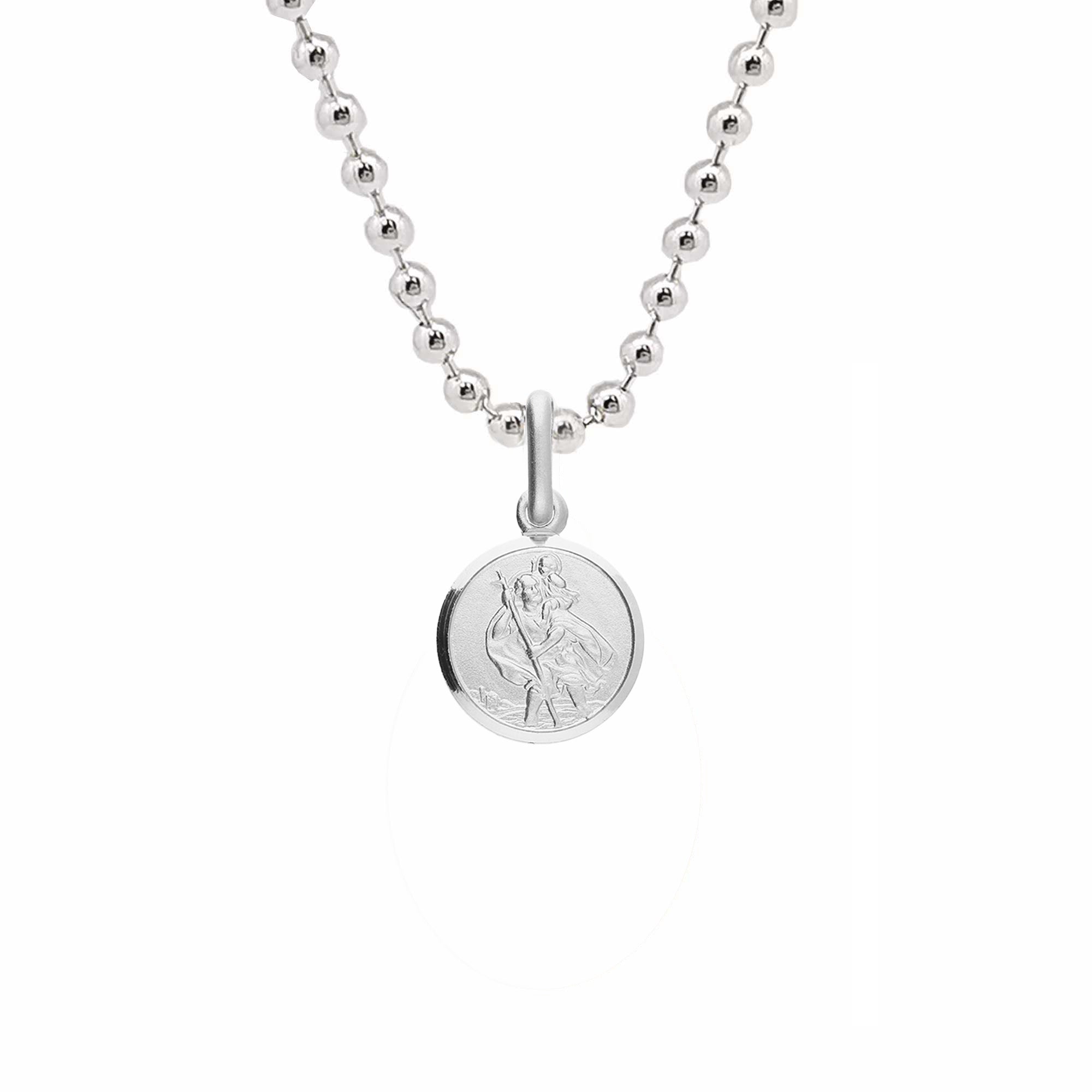 tiny 10mm small silver saint christopher necklace