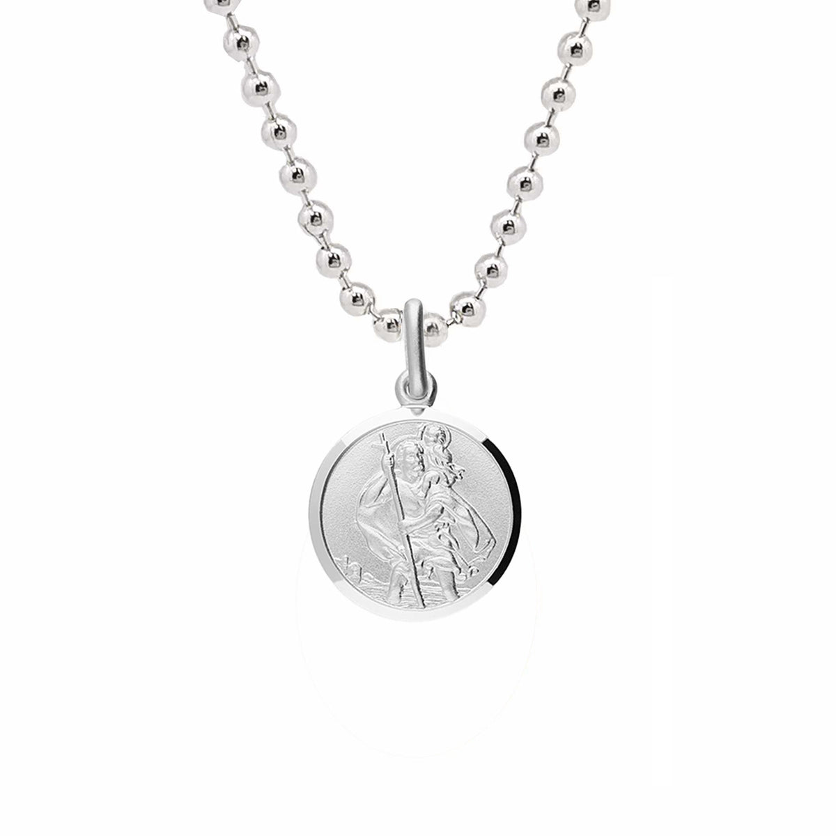 Petit collier classique Saint Christophe en argent sterling 14 mm