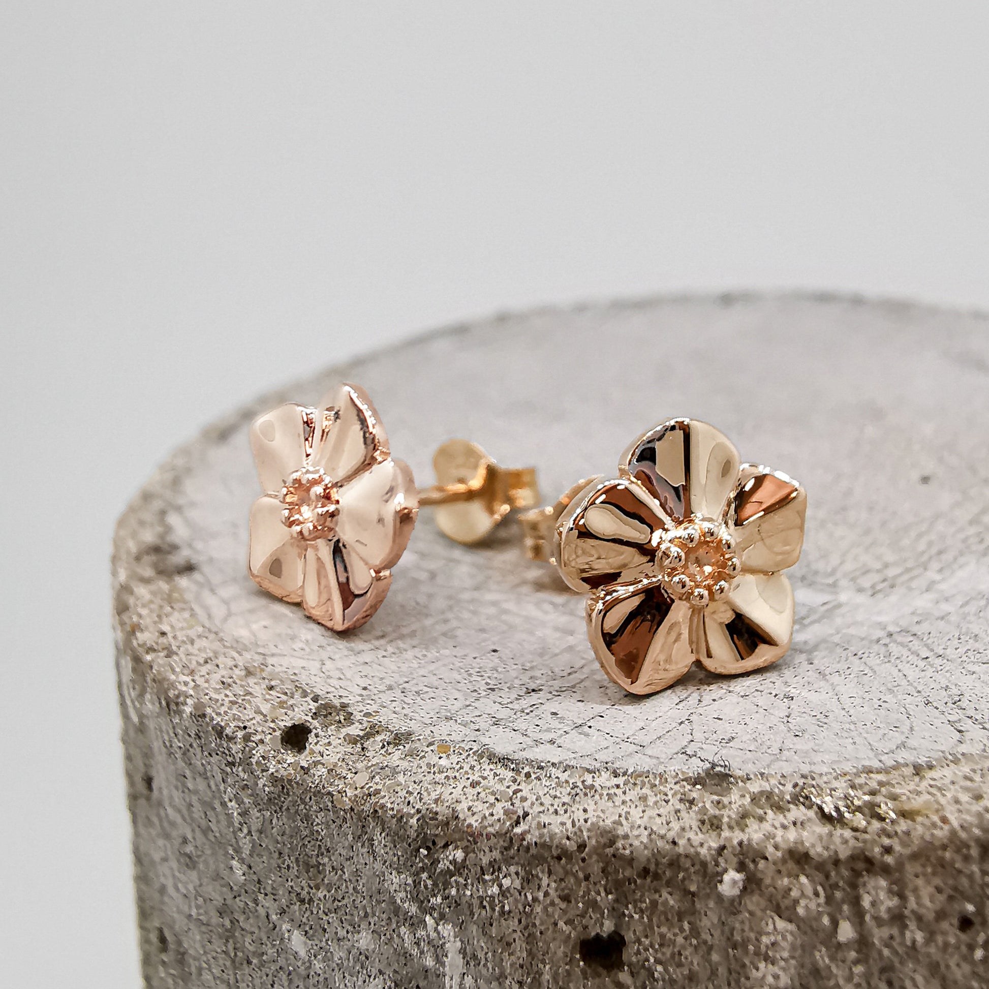 rose gold vermeil forget me not studs scarlett jewellery chelsea flower show