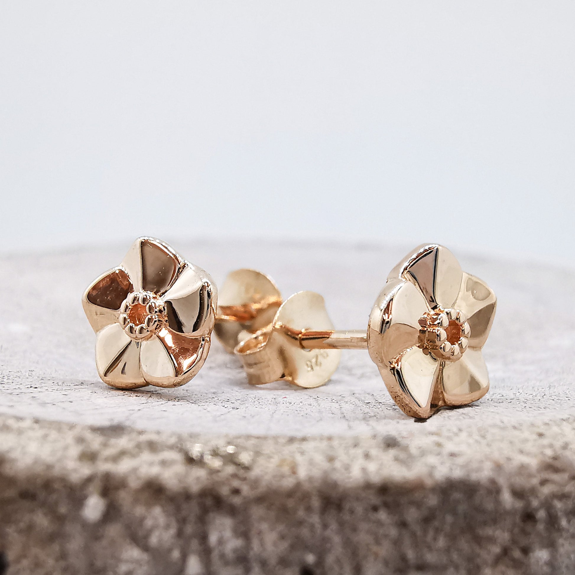 rose gold vermeil forget me not studs scarlett jewellery chelsea flower show