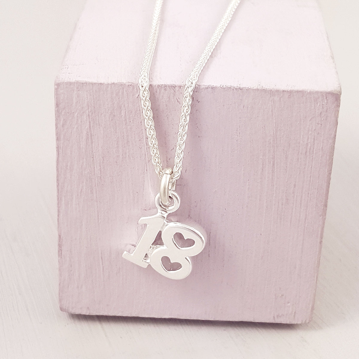 18th birthday charm for necklace with heart shaped detail