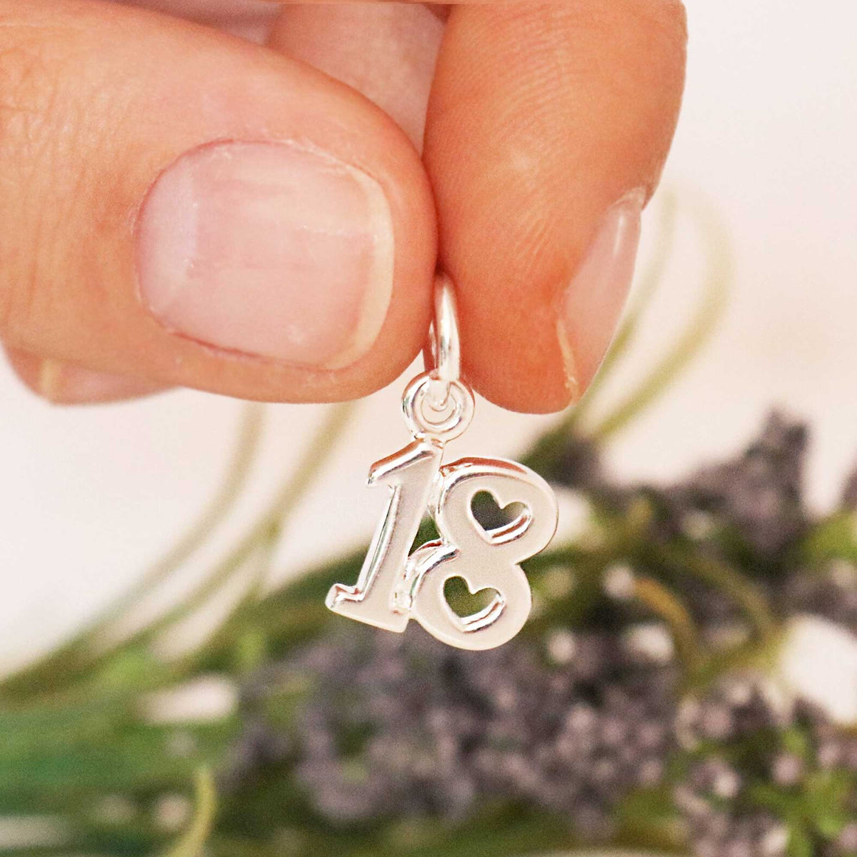 18th birthday charm for bracelet with heart shaped detail