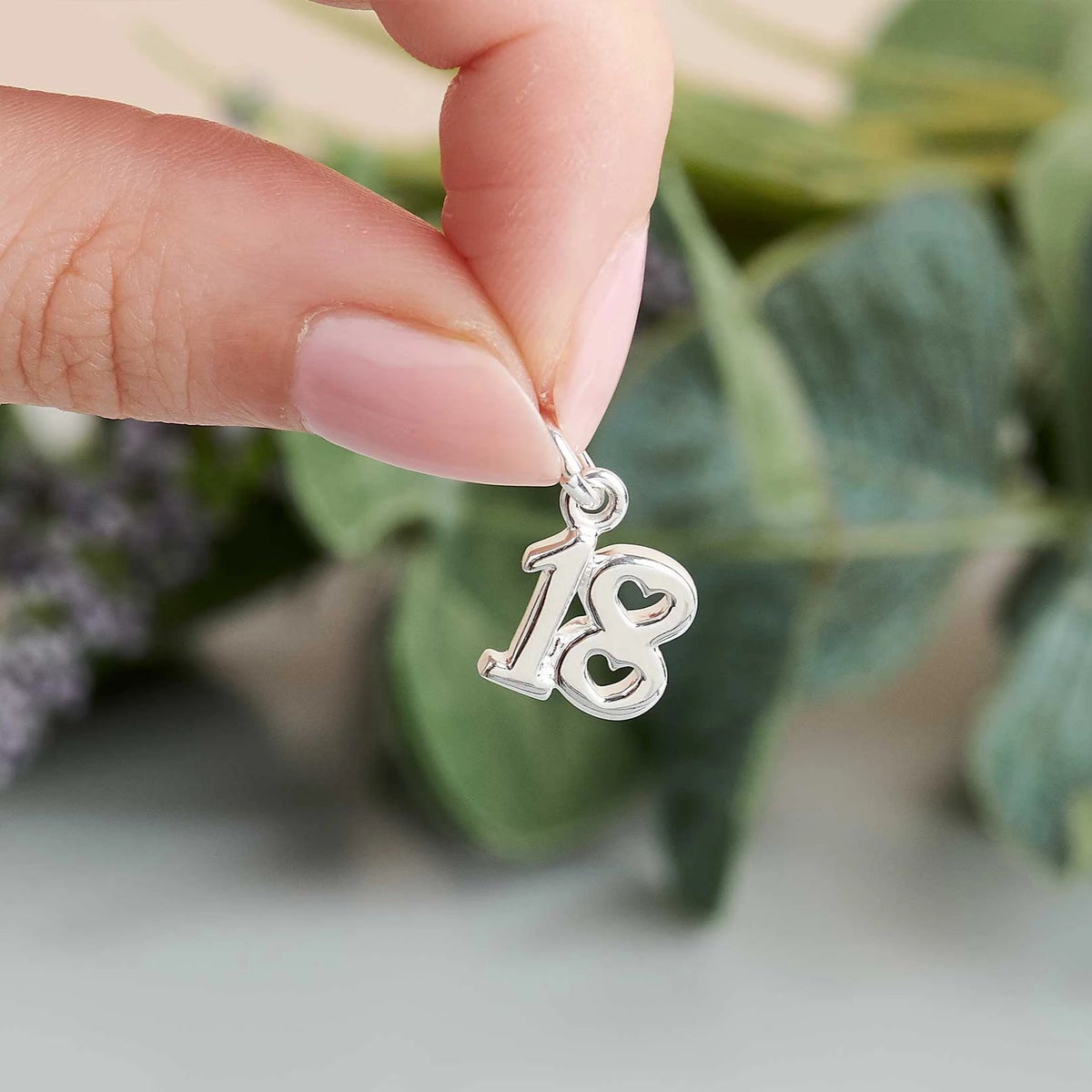 18th birthday charm for bracelet with heart shaped detail