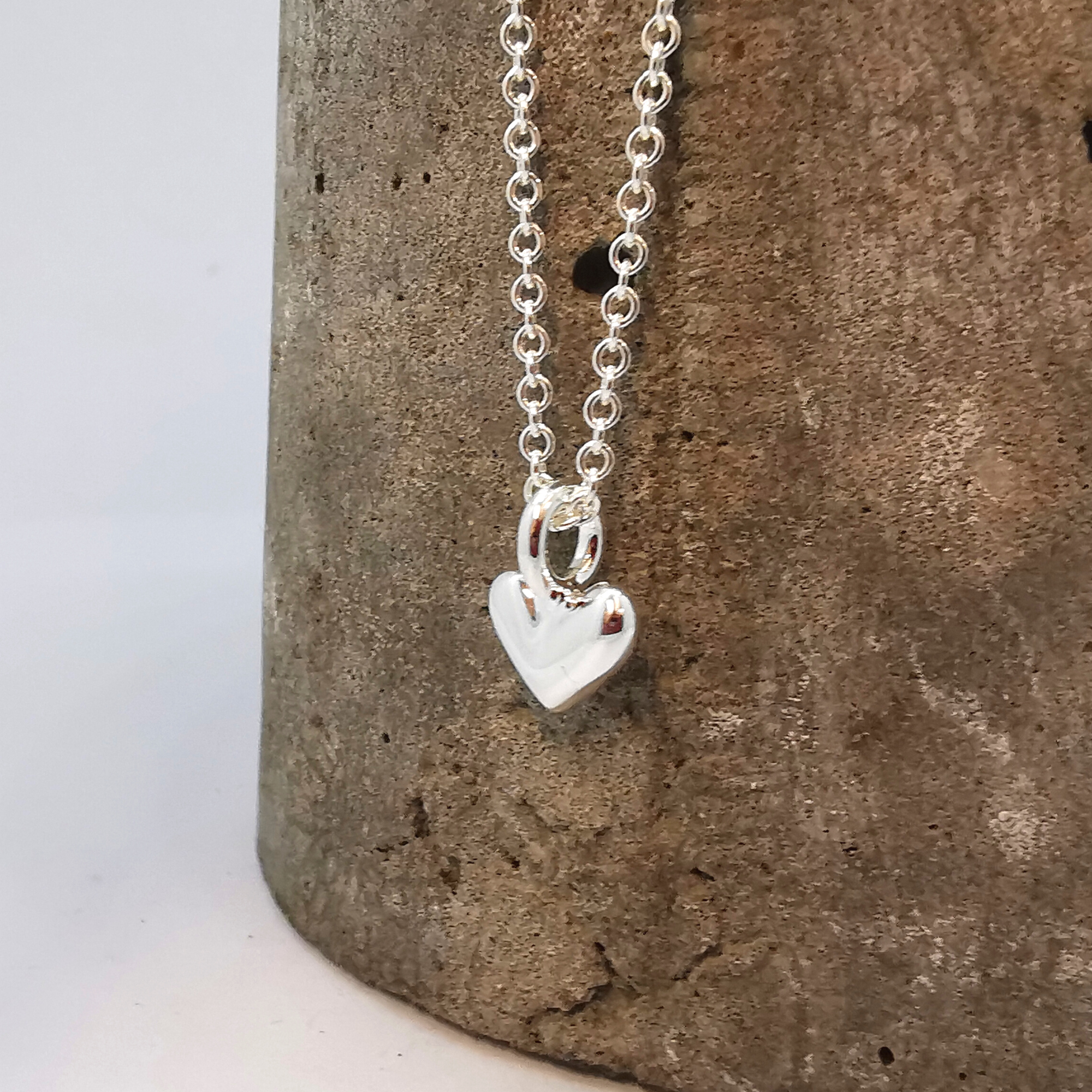 Silver heart charm necklace deals