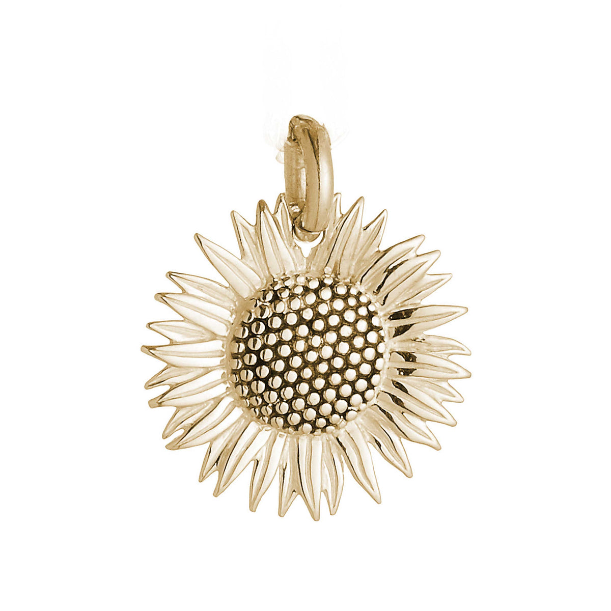 solid gold sunflower bracelet necklace charm 9 carat made in UK scarlett jewellery