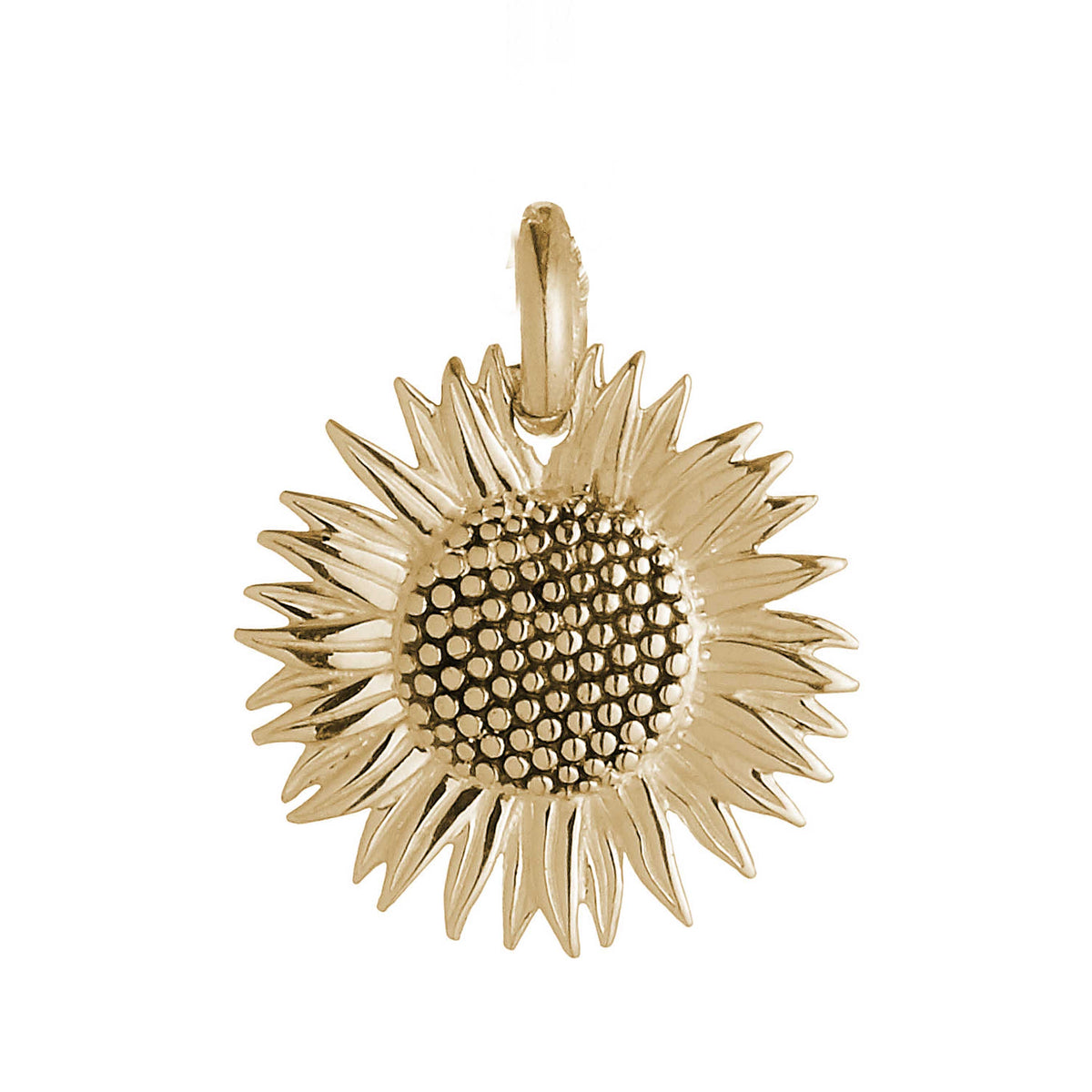 solid gold sunflower bracelet necklace charm 9 carat made in UK scarlett jewellery