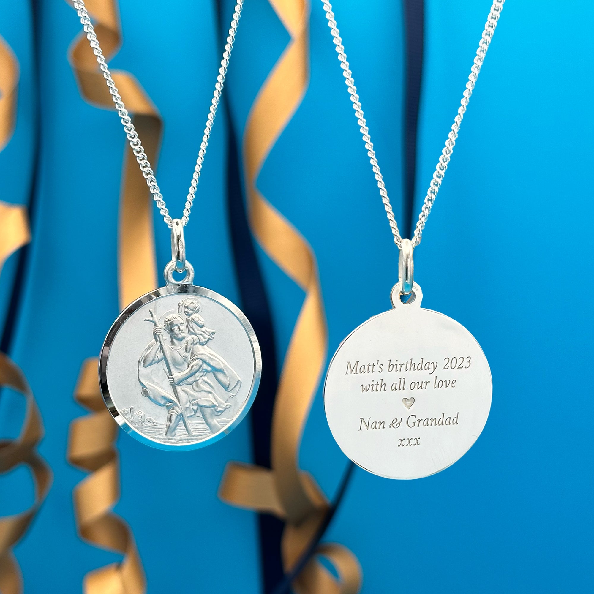 27mm large heavy silver st christopher necklace for men