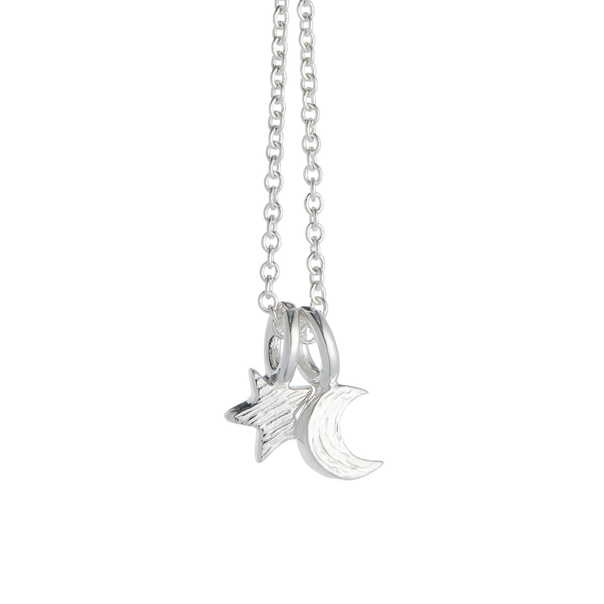 Twilight Moon &amp; Star Silver Necklace